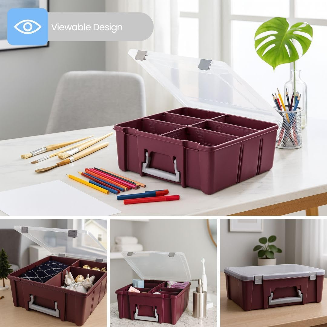 Artbin Super Satchel Compartment Box - Stackable Durable Art Storage with 8 Removable Compartments, Smart Closure, and Portable Design for Craft Supplies, Threads, Ribbons, Paint Tubes image number 4