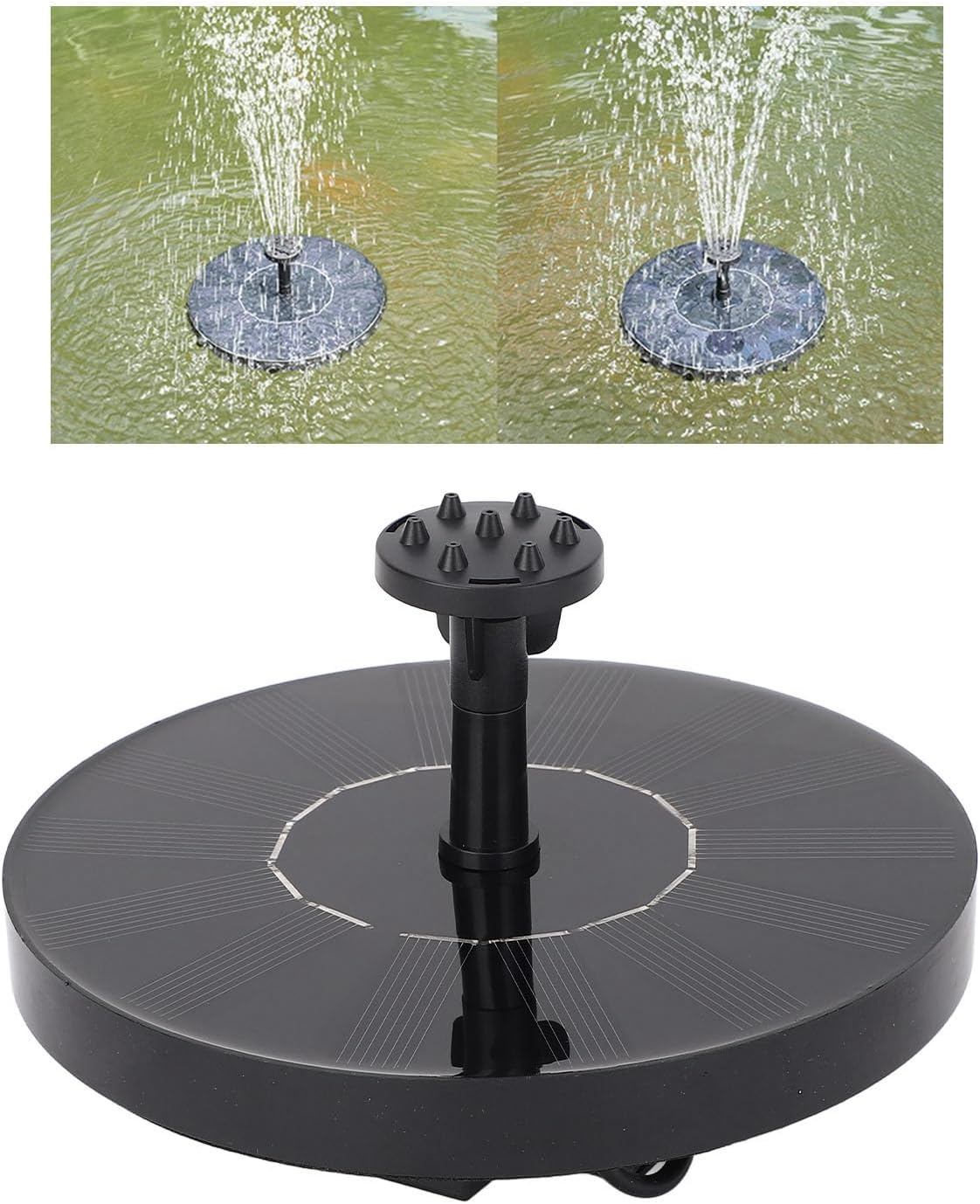 Jiawu Solar Bird Bath Fountain Pump, Small Solar Fountains with 4 Nozzles, Low Noise Waterproof Floating Powered for Bird Bath, Garden, Pool, Pond, Fish image number 3