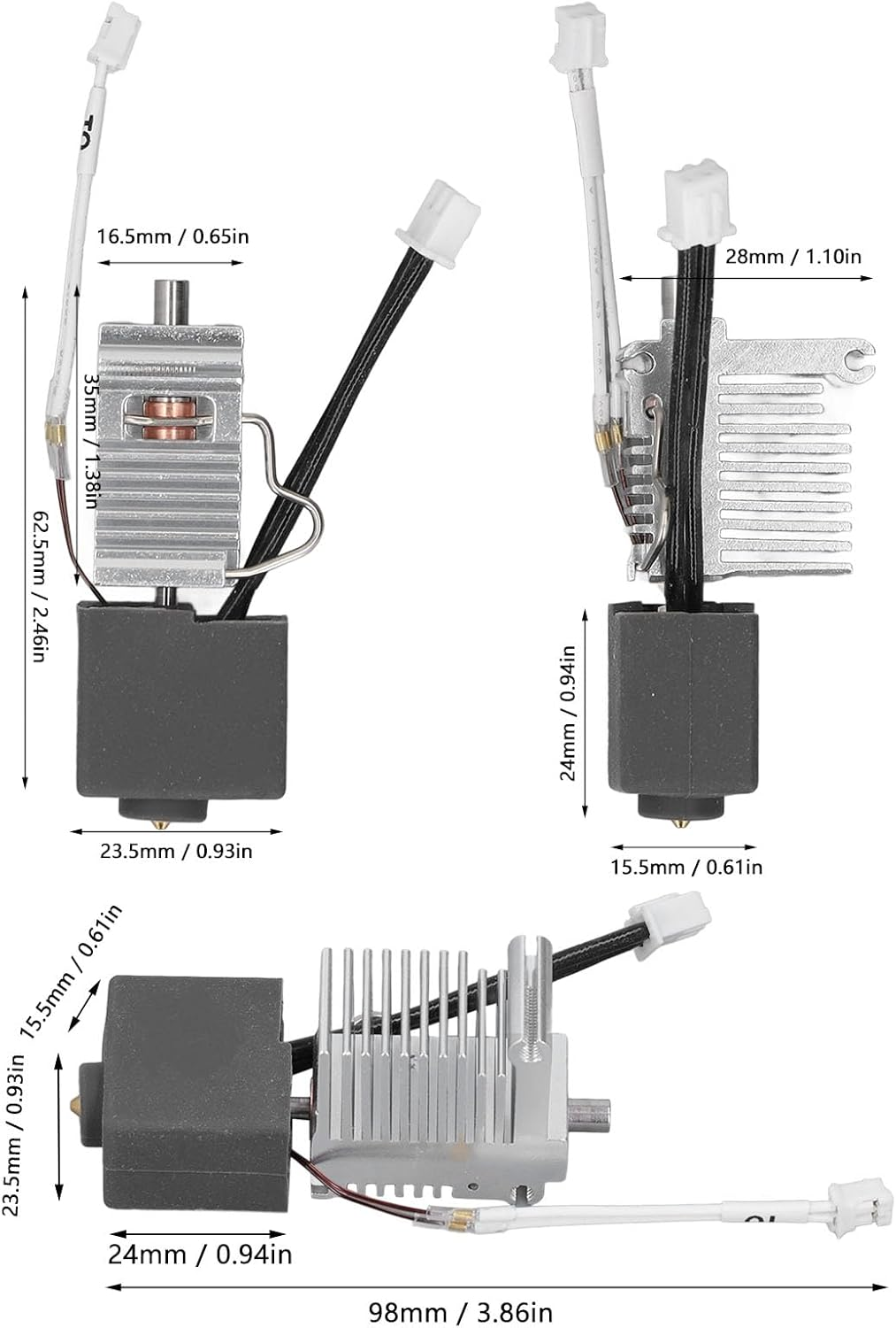 3D Printer Hotend for Kobra 3, 0.4Mm Brass Nozzle Hotend Extruder Hot End Kit, Hot End Print Head Extruder Kit for Kobra 3 3D Printer Accessories image number 3
