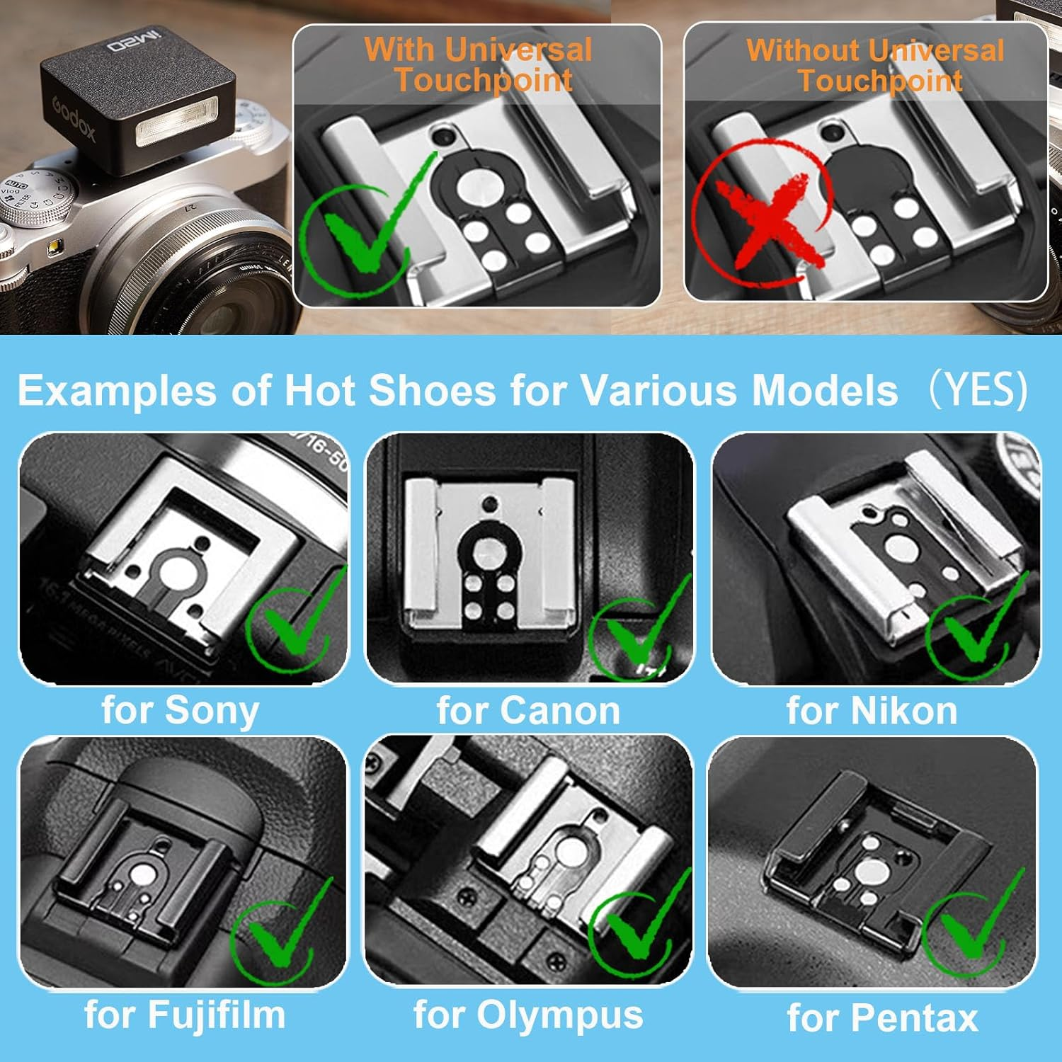 Godox IM20 Mini Camera Flash for Sony ZV1 ZV-1 ZV-E10 ZVE10, Godox Mini Flash for Ricoh GR III Ricoh GR3, External Flash for Canon Sony Nikon Pentax Panasonic Olympus Camera with Center Pin Hot Shoe image number 5