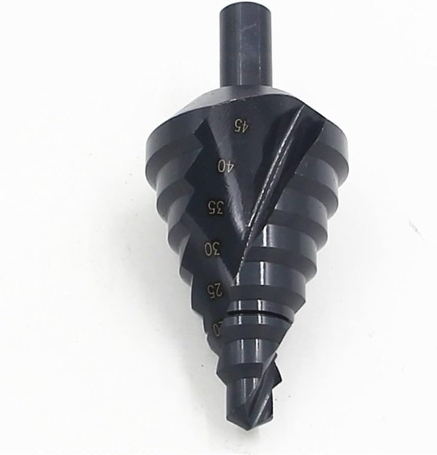ZONADA Spiral Nitriding Step Drill Bit Titanium Plated Multi Hole Cutter 10Mm-45Mm Total 8 Step Sizes Hole Cutting, Enlarge, Metal Sheet, PCV, Woodworking image number 2