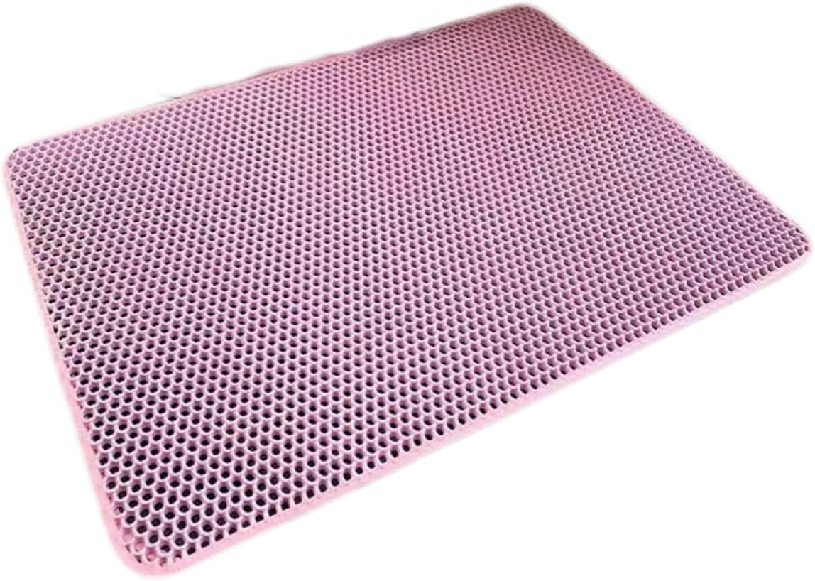 Waterproof Cat Litter Mat, Double Layer EVA, Odor-Free Large Grid, Urine Proof, Easy Cleanup (Pink, 30 * 30Cm) image number 2