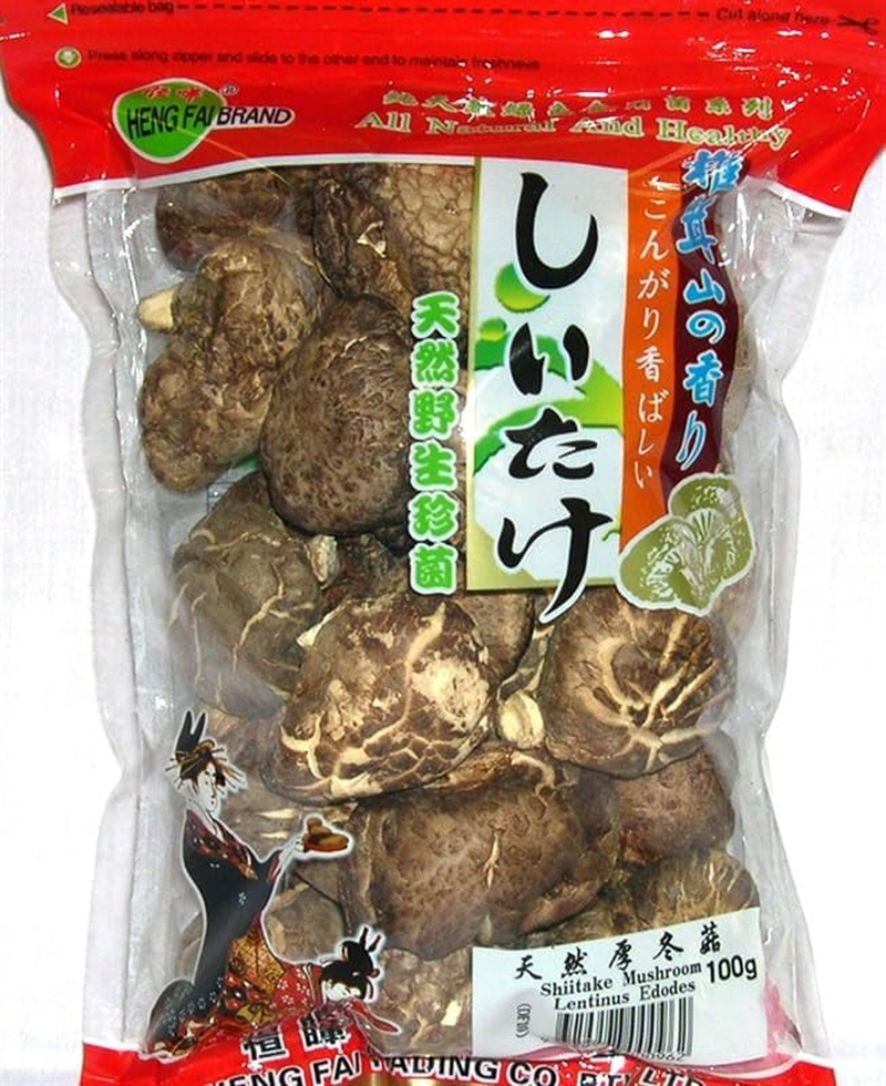 Heng Fai Shiitake Natural Thick Mushroom - Large Meaty Texture for Soup, Stir-Fries & Stews | Organic Dried Mushroom for Healthy Cooking | Healthy Food Packed with Nutrients | Vegan-Friendly | 100G