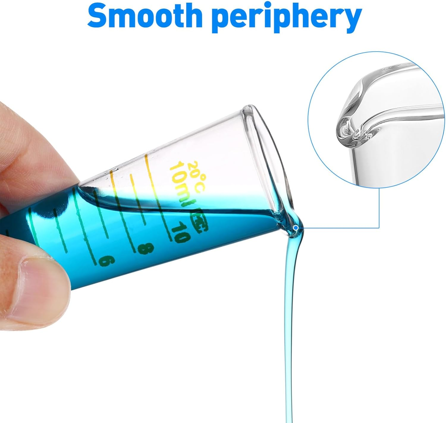 Cabilock 10Ml Professional Lab Graduated Measuring Cup with Spout Wide Mouth Glass Conical Beaker Laboratory Measuring Scale Cup Experiment Tool Accessories image number 2
