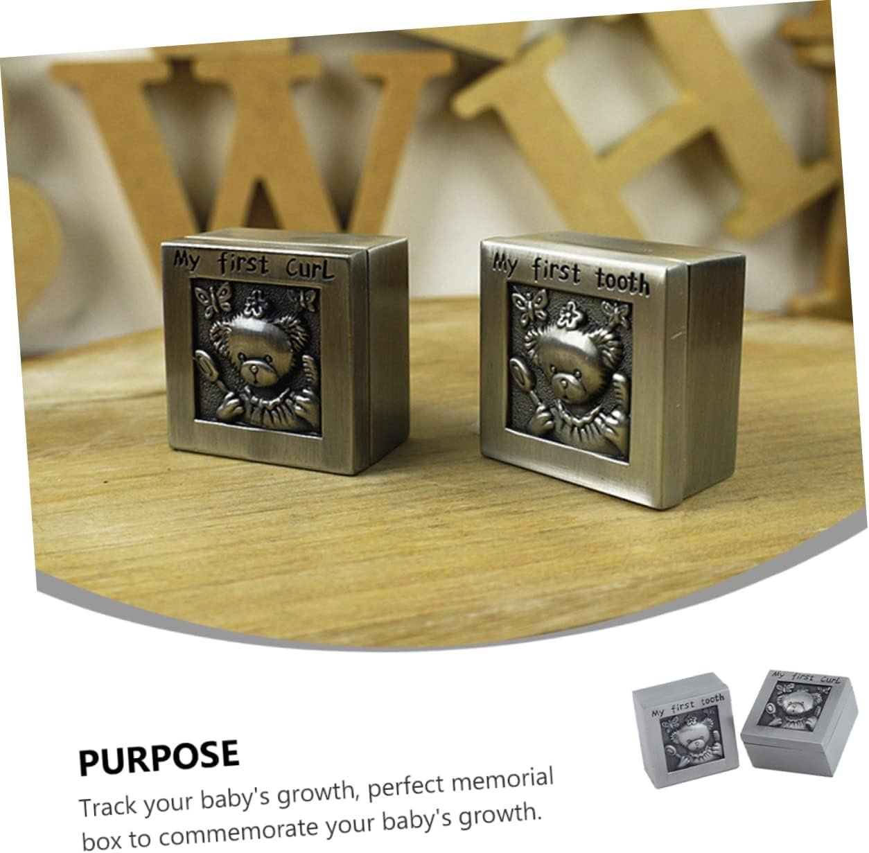 ERINGOGO Teeth Collection Box Metal Keepsake Organizer for Milestone Memories Tooth Holder Case Keepsake Box Memory image number 4