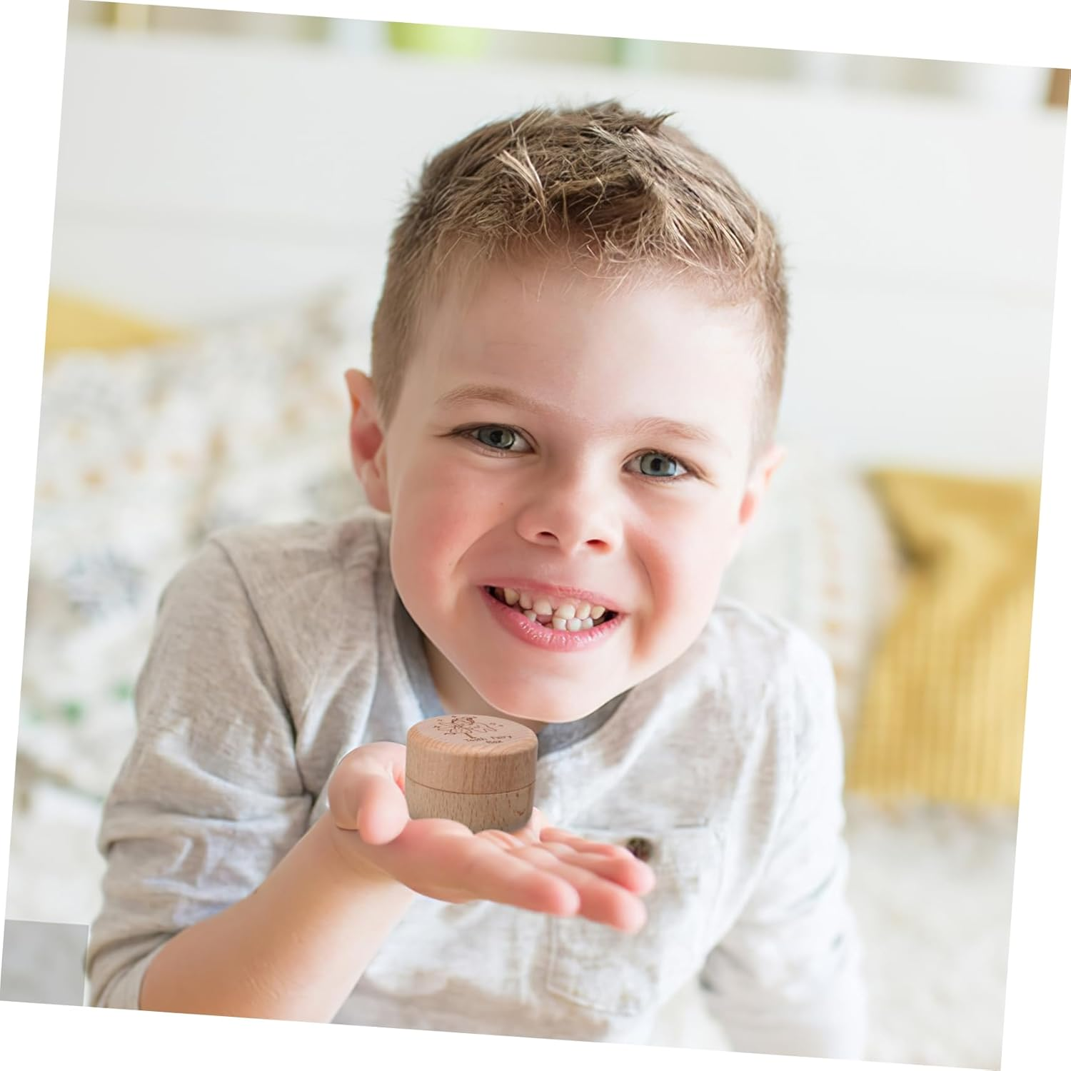 Wooden Tooth Keepsake Box for Cute Tooth Fairy Box with Smooth Edges and Tight Seal for Boys Natural Grain Storage for Teeth image number 2