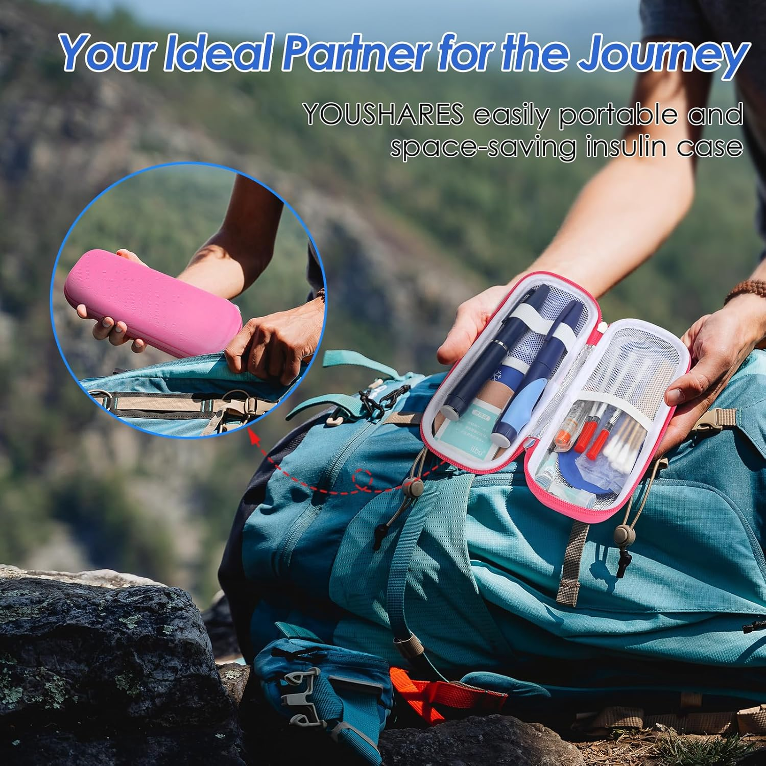 YOUSHARES Insulin Pen Cooler Travel Case, Small Insulated Medicine Travel Case with 2 X TSA Approved Ice Packs, Medication Travel Case for Insulin Pens and Medicine Storage Cold Diabetes (Red) image number 3