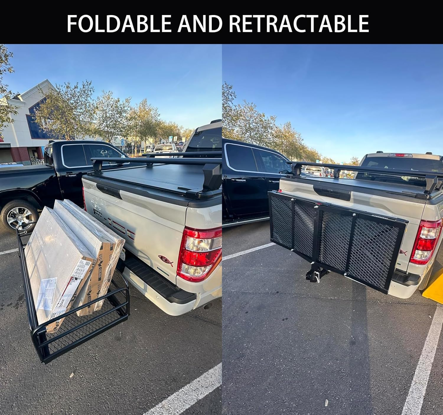 500 Lbs Heavy Duty Hitch Mount Cargo Carrier 60" X 24" X 14.4" Folding Cargo Rack Rear Luggage Basket Fits 2" Receiver for Car SUV Camping Traveling image number 5