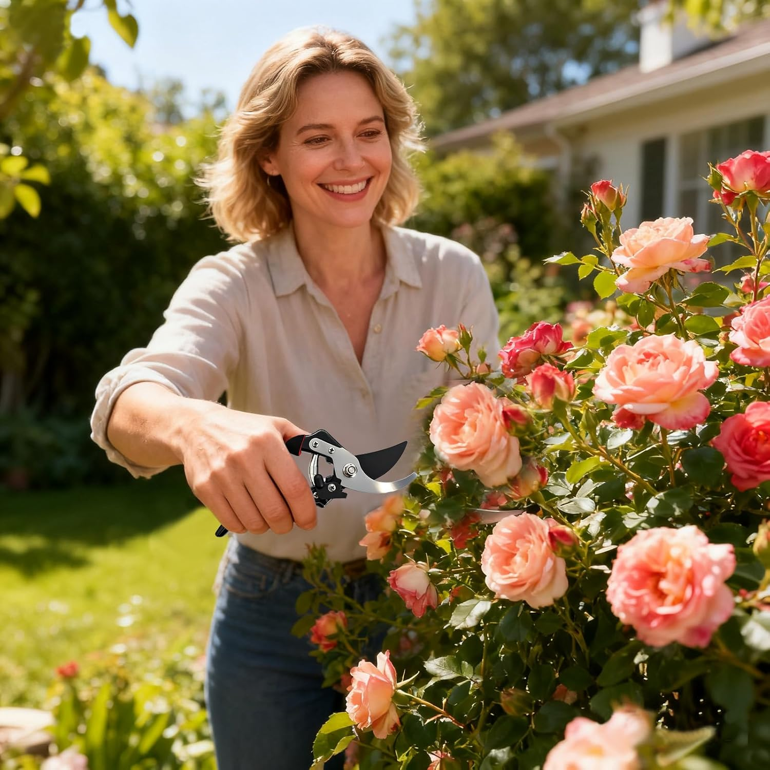 UUNXAM Pruning Shears& Garden Secateurs, Easy to Use Gardening Tools with Grip Handles Sharp, for Plants, Flowers, Bonsai & Branch Trimming