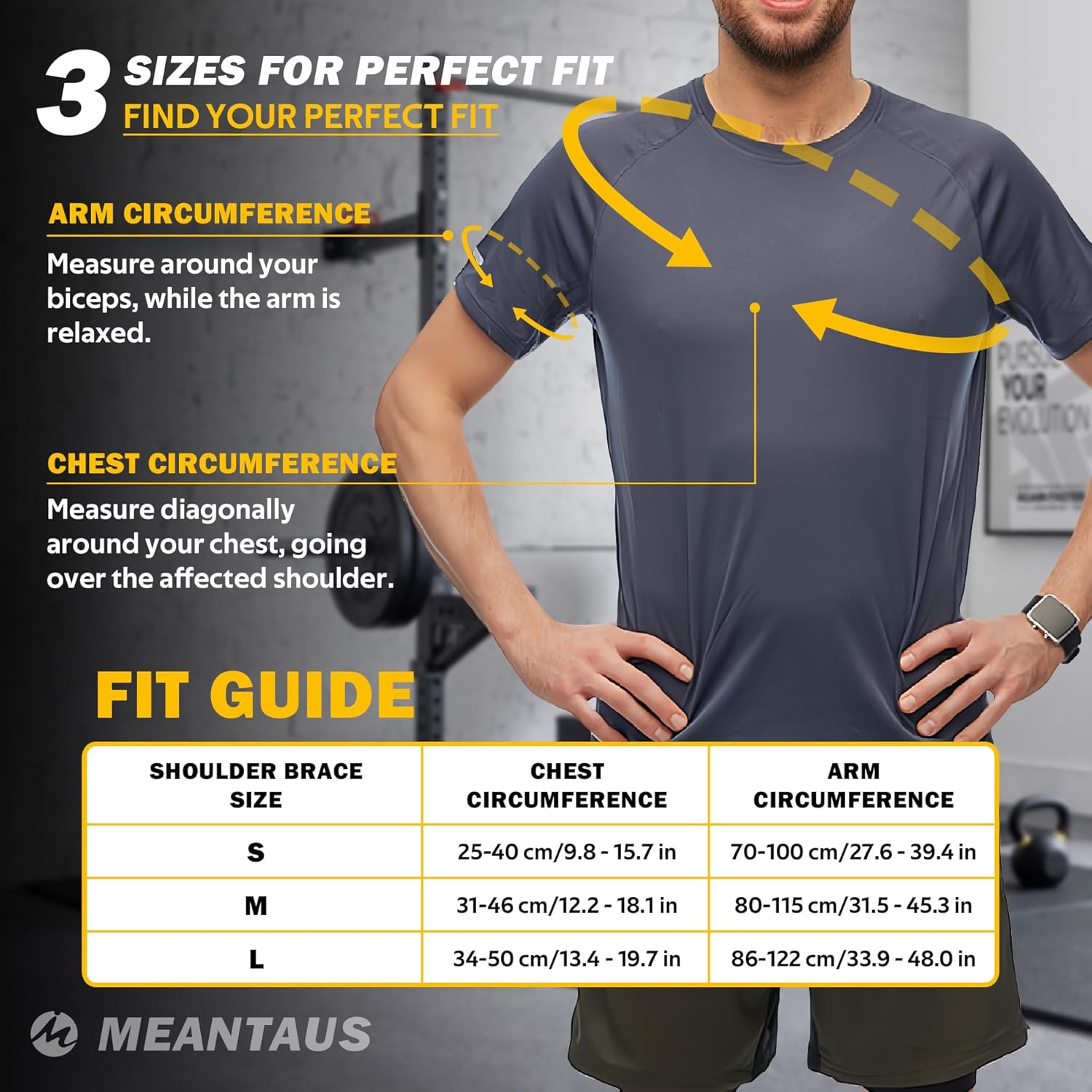 MEANTAUS Shoulder Brace Support for Pain Relief, Neoprene Rotator Cuff Compression Sleeve, Adjustable Shoulder Stabilizer for Men & Women, Sports, Injury Recovery, Left & Right Arm, Black (M) image number 4