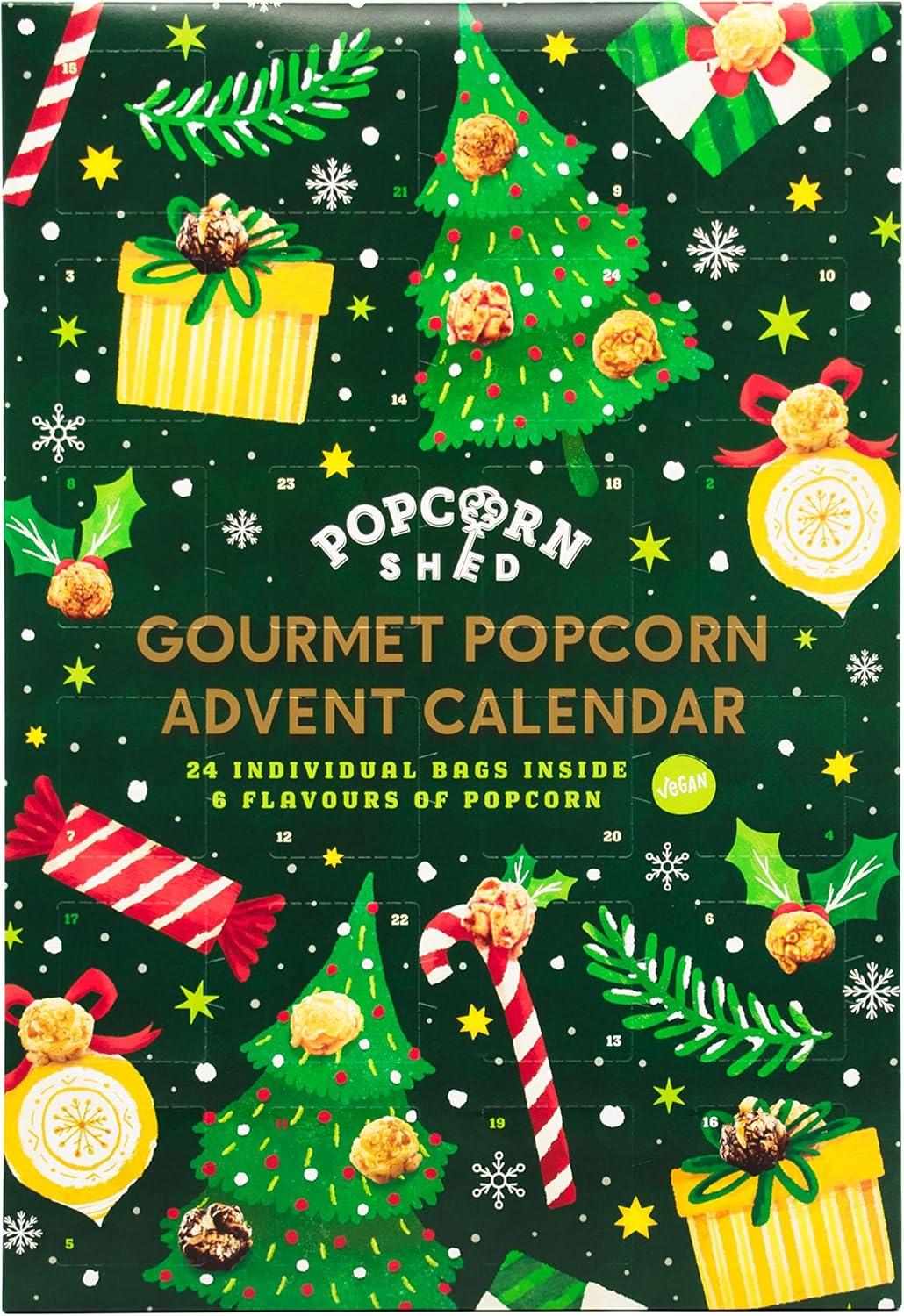 Popcorn Shed Gourmet Popcorn Advent Calendar 2024, 24 Days of Popcorn - 6 Luxury Flavours, Vegan and Gluten Free Foodie Gift, Non-Chocolate Advent Calendar image number 3