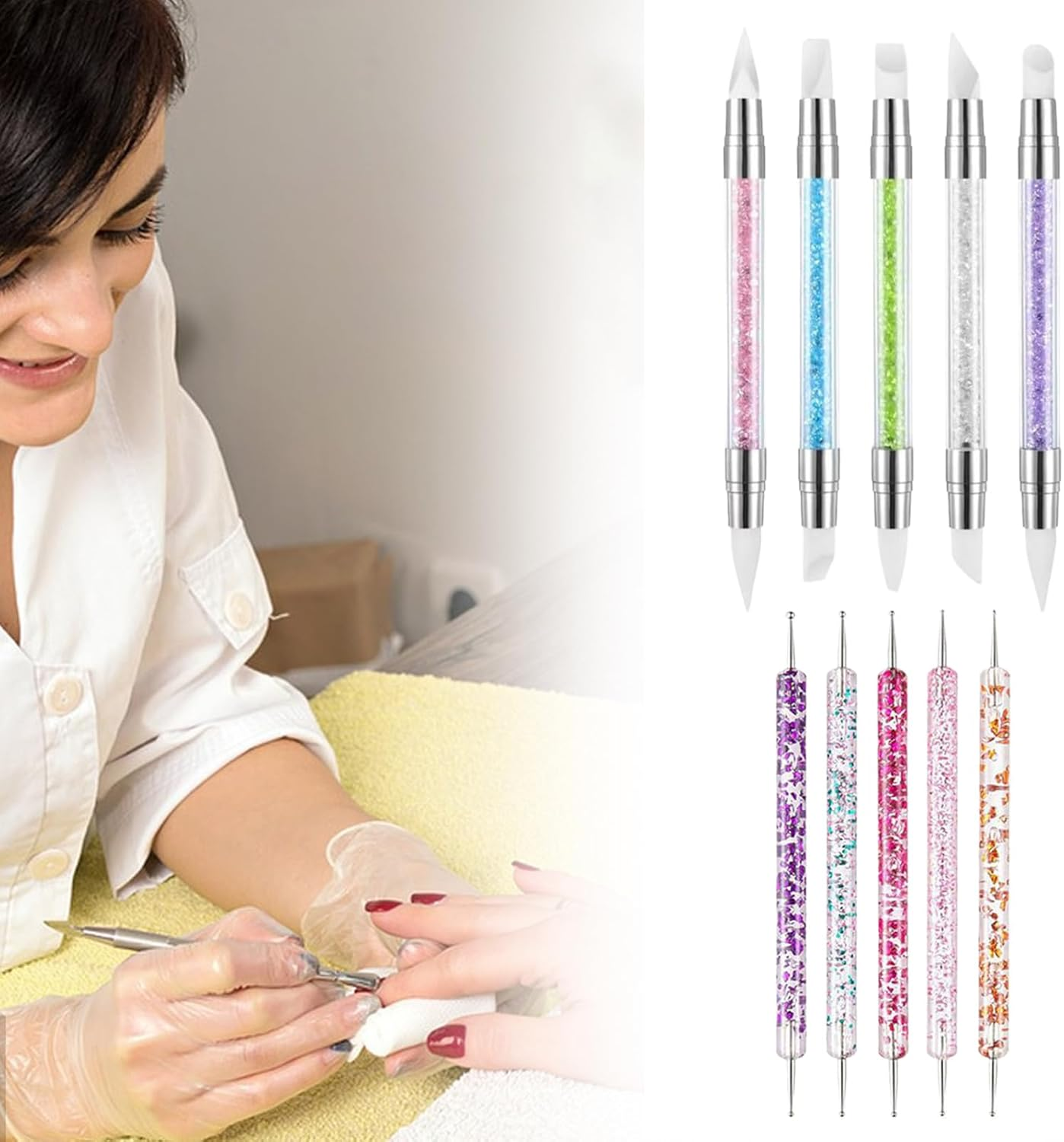 Sculpting Tools for Nails - Double Tipped Sculpting Gel Tools for Nail,Multifunctional Fingernail Carving Aid for Traveling Home School Business Trip image number 1