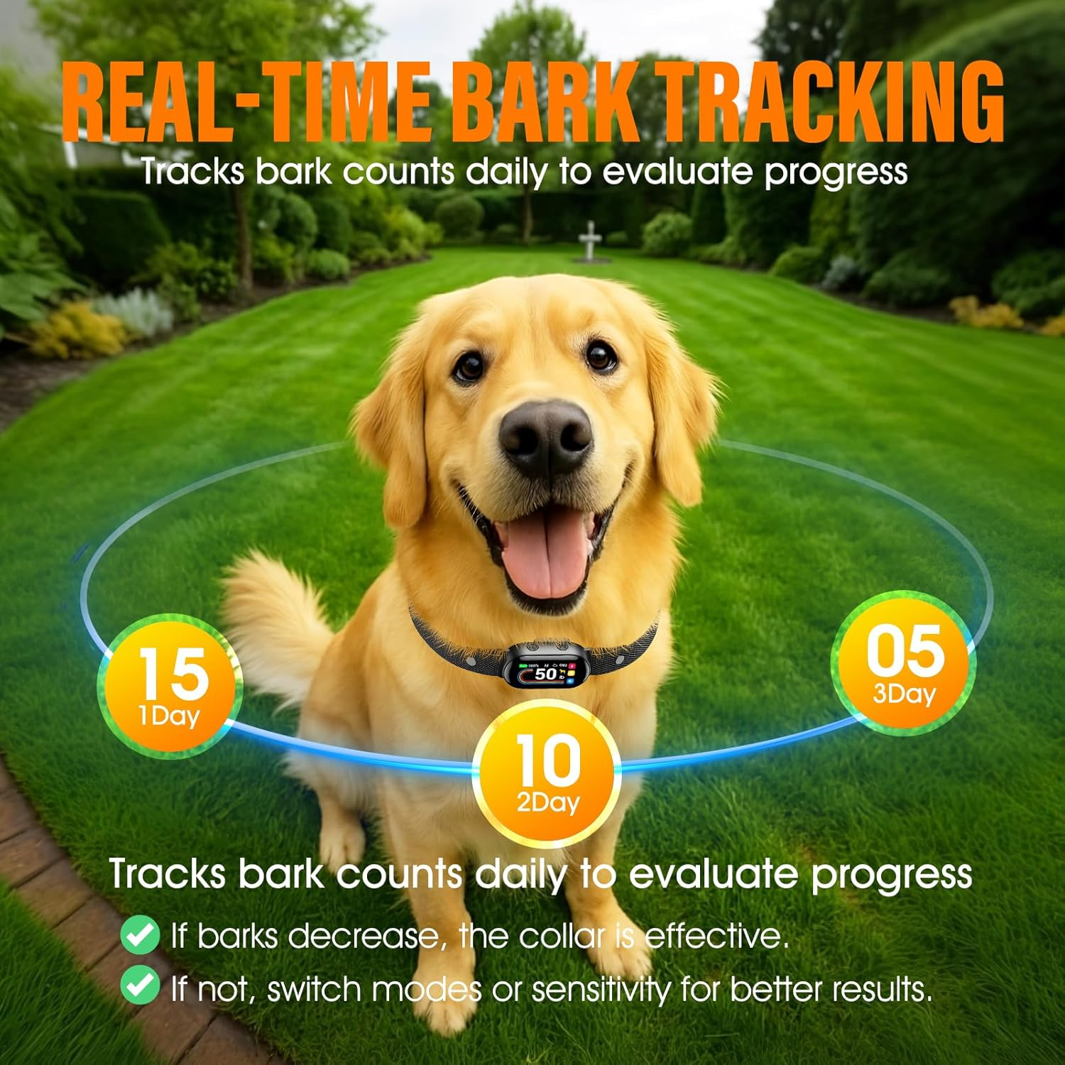 Smart Dog Bark Collar for Small Medium Large Dogs, Bark Collar for Small Dogs 5-15Lbs, anti Barking Collar for Medium Large Dog 25-100Lbs, with 4 Training Modes, More 8 Sensitivity Levels, Black