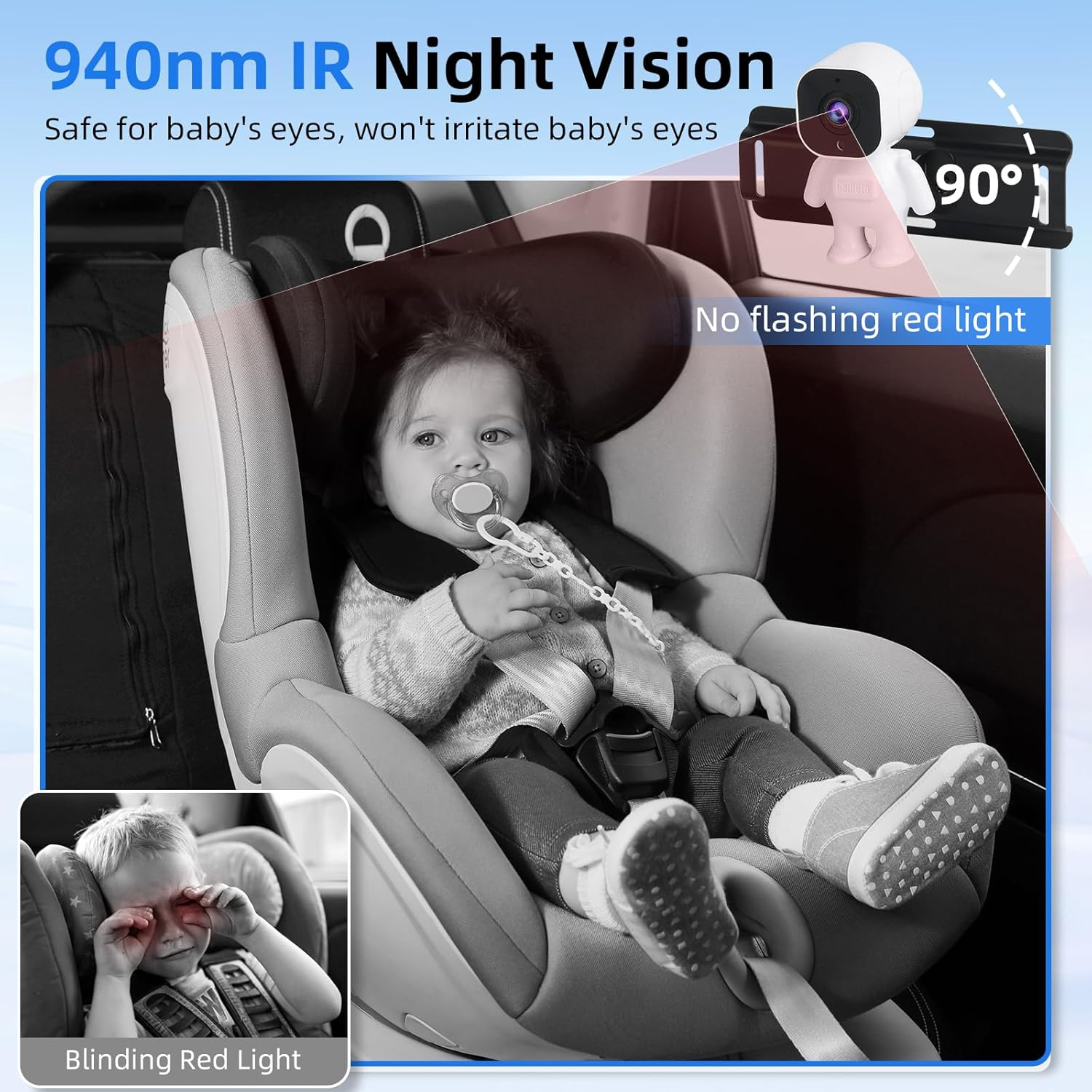 TMA Baby Car Camera 2 Kids Back Seat Car Camera Baby, Dual Channel 6.86 Inch HD 1080P Display with 2 IR Night Vision Camera, Easy Install Safety Car Mirror Camera image number 6