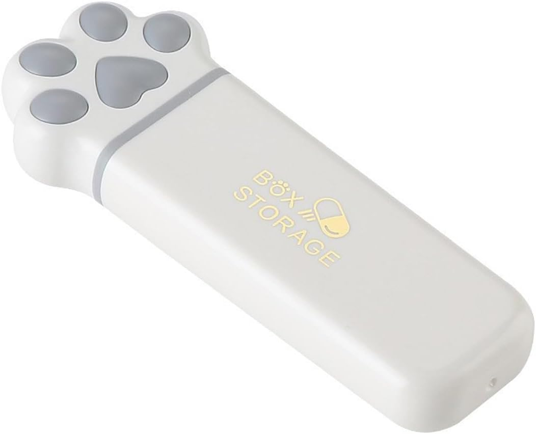 Daily Pill Organiser Box, Cute Cat Paw, 3 Compartments Pill Holder Container, Small Portable Pill Case for Travel Pocket Purse, Kawaii Gift (Pink)