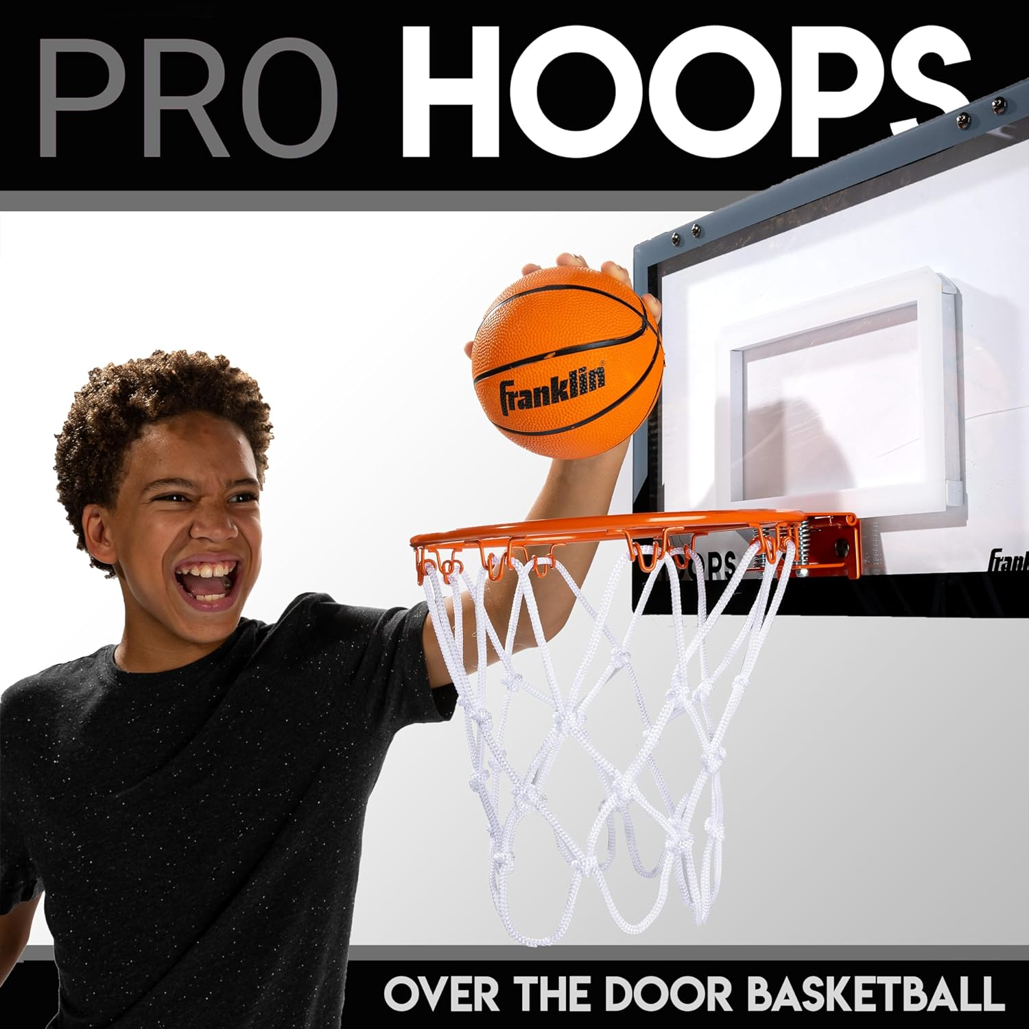 Franklin Sports Mini Basketball Hoops - Kids Indoor over the Door Mini Hoop + Basketball Sets - Perfect Game Accessory for Bedroom + Office - Led image number 3