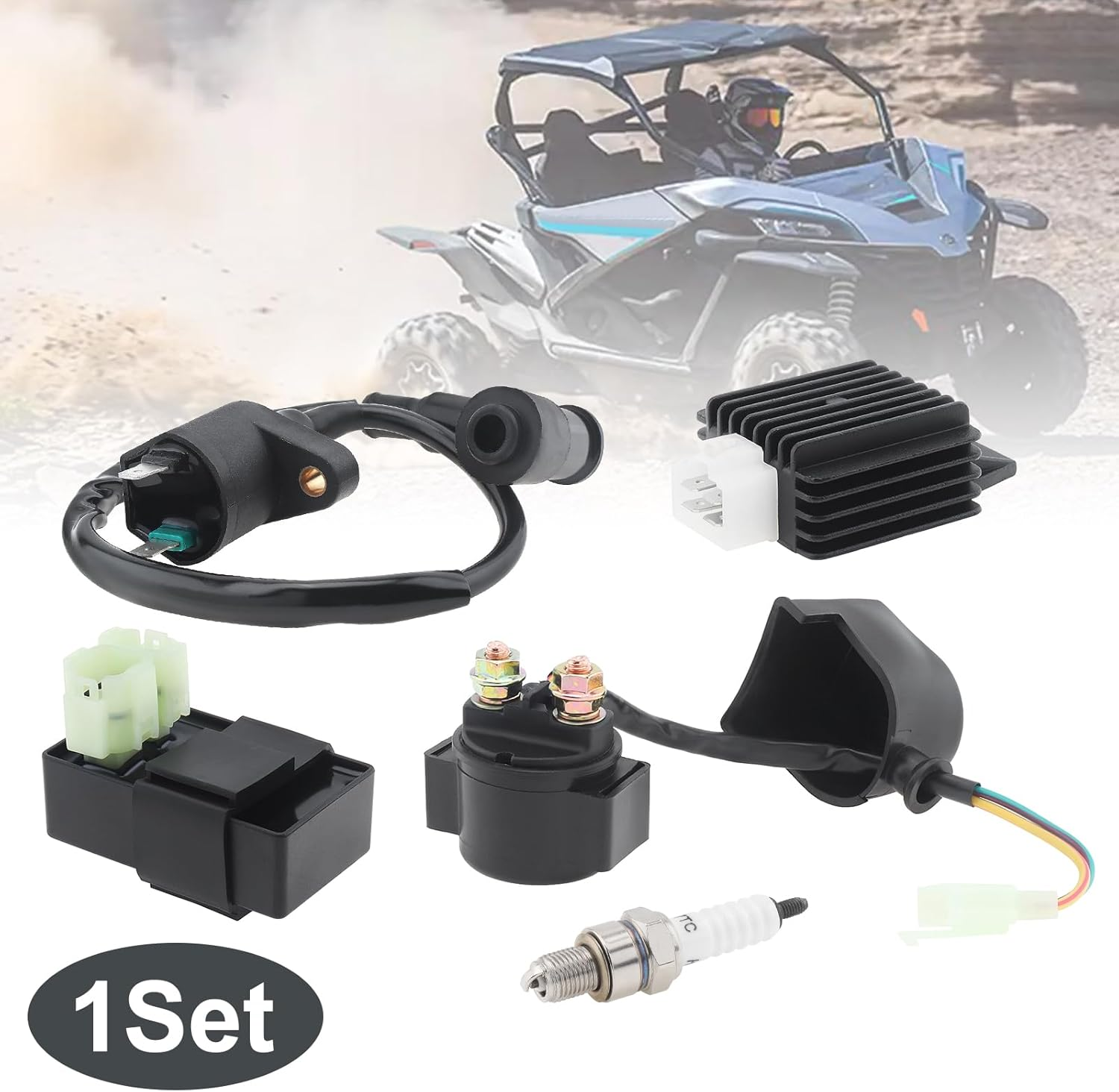 Windance High Performance GY6 AC CDI Ignition Coil Voltage Regulator Relay Rectifier Spark Plug Kit for 50Cc 125Cc 150Cc ATV Quad Go Kart Moped Scooter, Motorcycle Ignition Rebuild Set image number 3