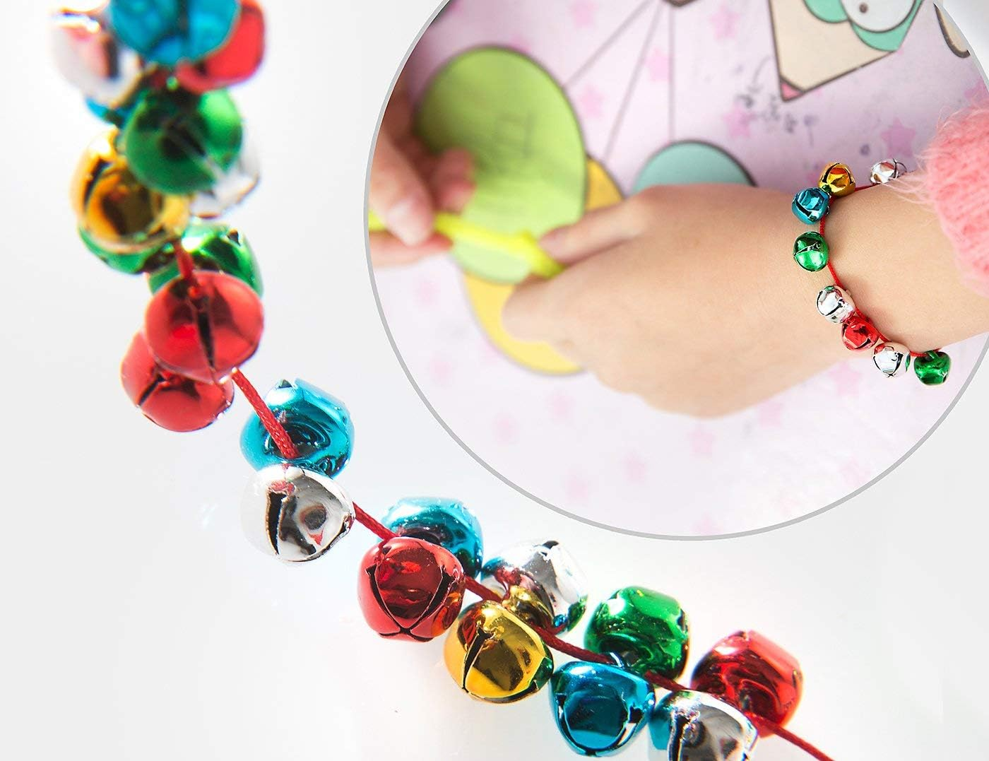 300PCS Jingle Bells with Storage Box, Small Bell Mini Bells, Craft Bells, DIY Bells for Wreath, Christmas, Holiday Home Party & Festival Decorations and Jewelry Making, 10 Mm, 5 Colors image number 2