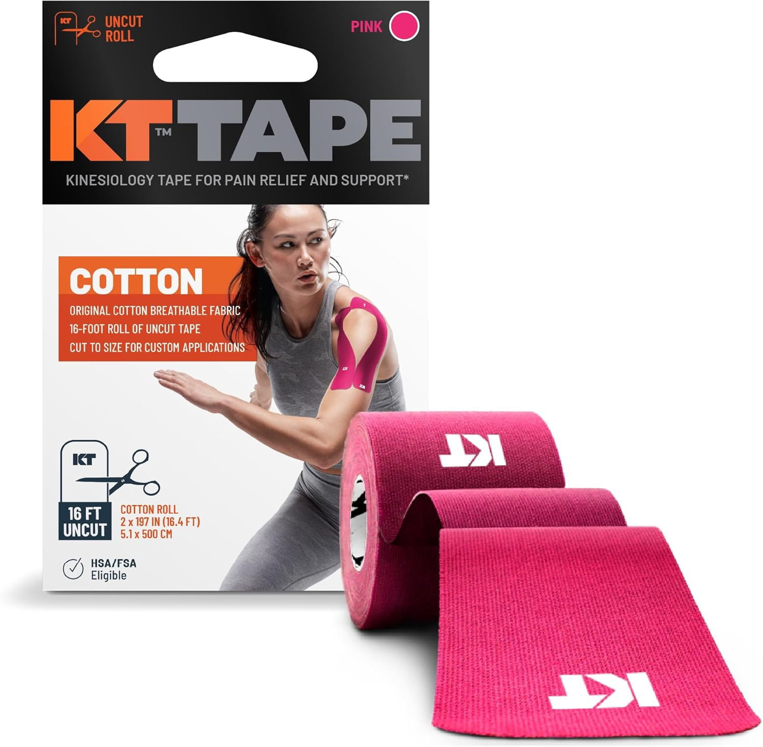 KT Tape, Original Cotton, Elastic Kinesiology Athletic Tape, 16&rsquo; Uncut Roll