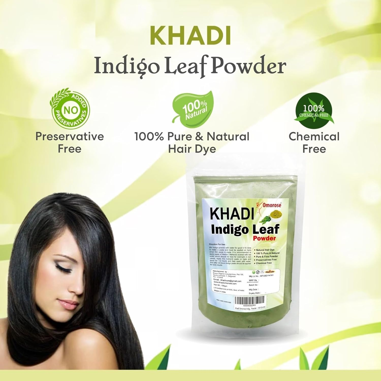 Khadi Indigo Leaves Powder - 100 Grams image number 1