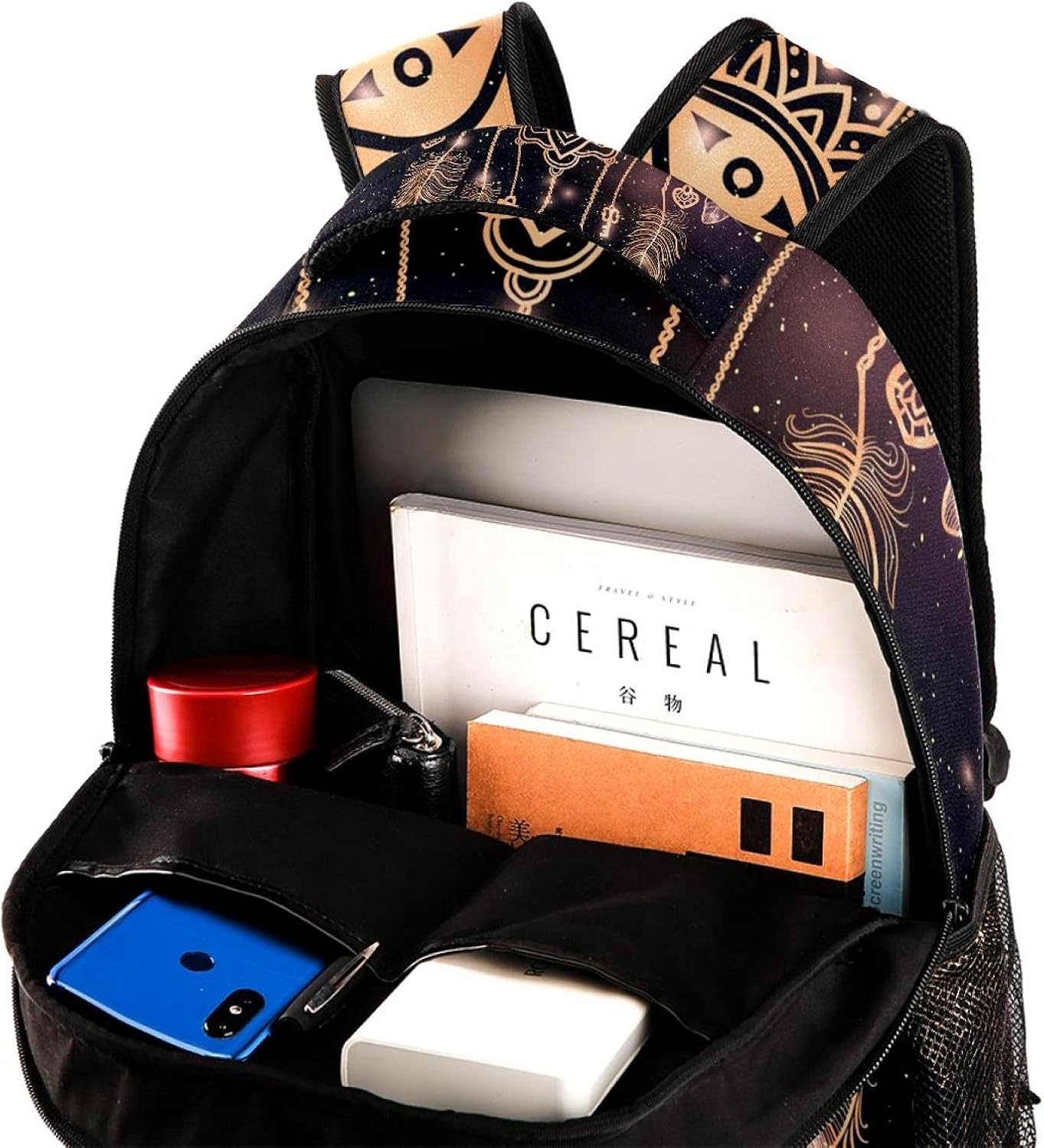 Native American Filigree Dreamcatcher with Magic Eye and Feathers Backpack Students Shoulder Bags Travel Bag College School Tote Backpacks image number 4