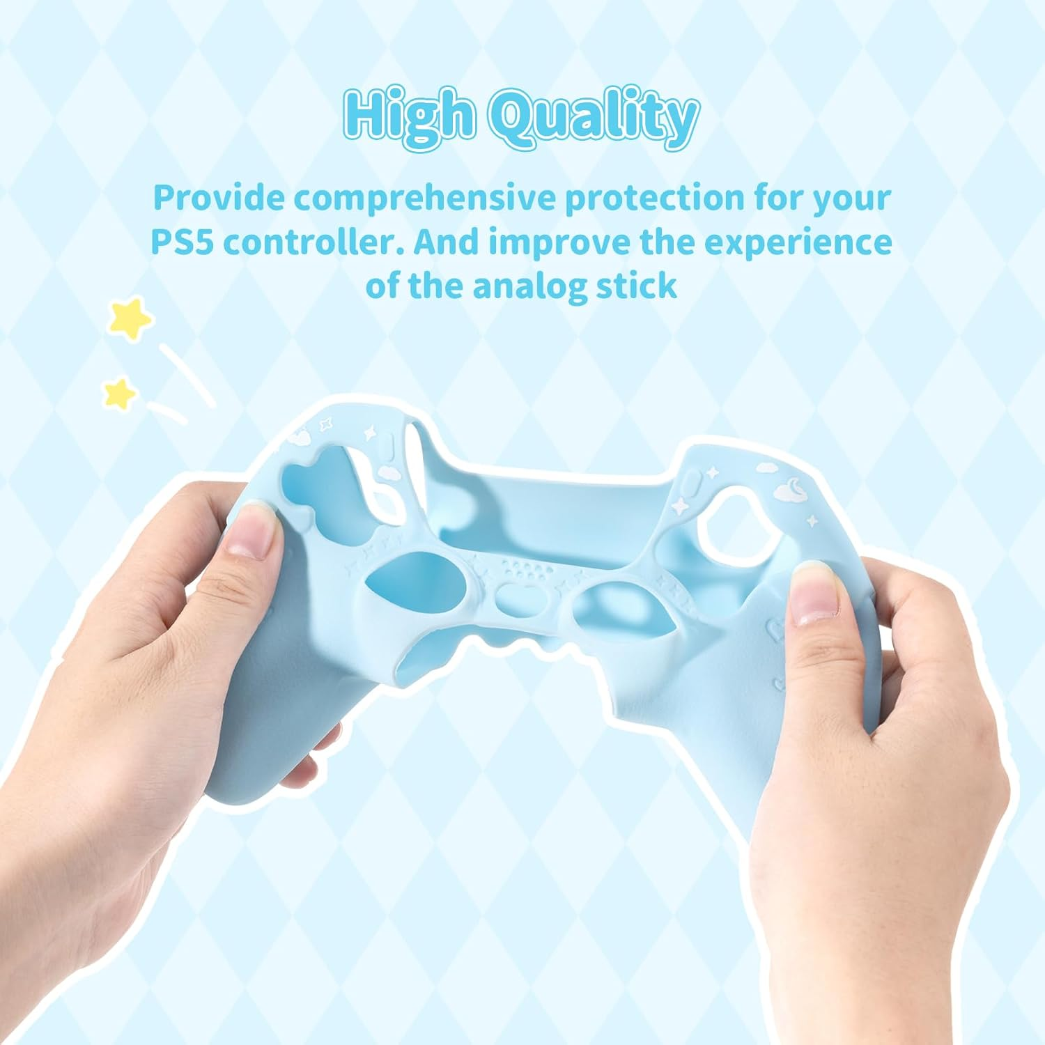 Kuitmor PS5 Controller Cover Skin Case,Anti-Slip Silicone Protective Cover Case,Cute Cartoon Protective Shell for PS5 Controller with 2 Thumb Grip Caps and 1 Sticker image number 4