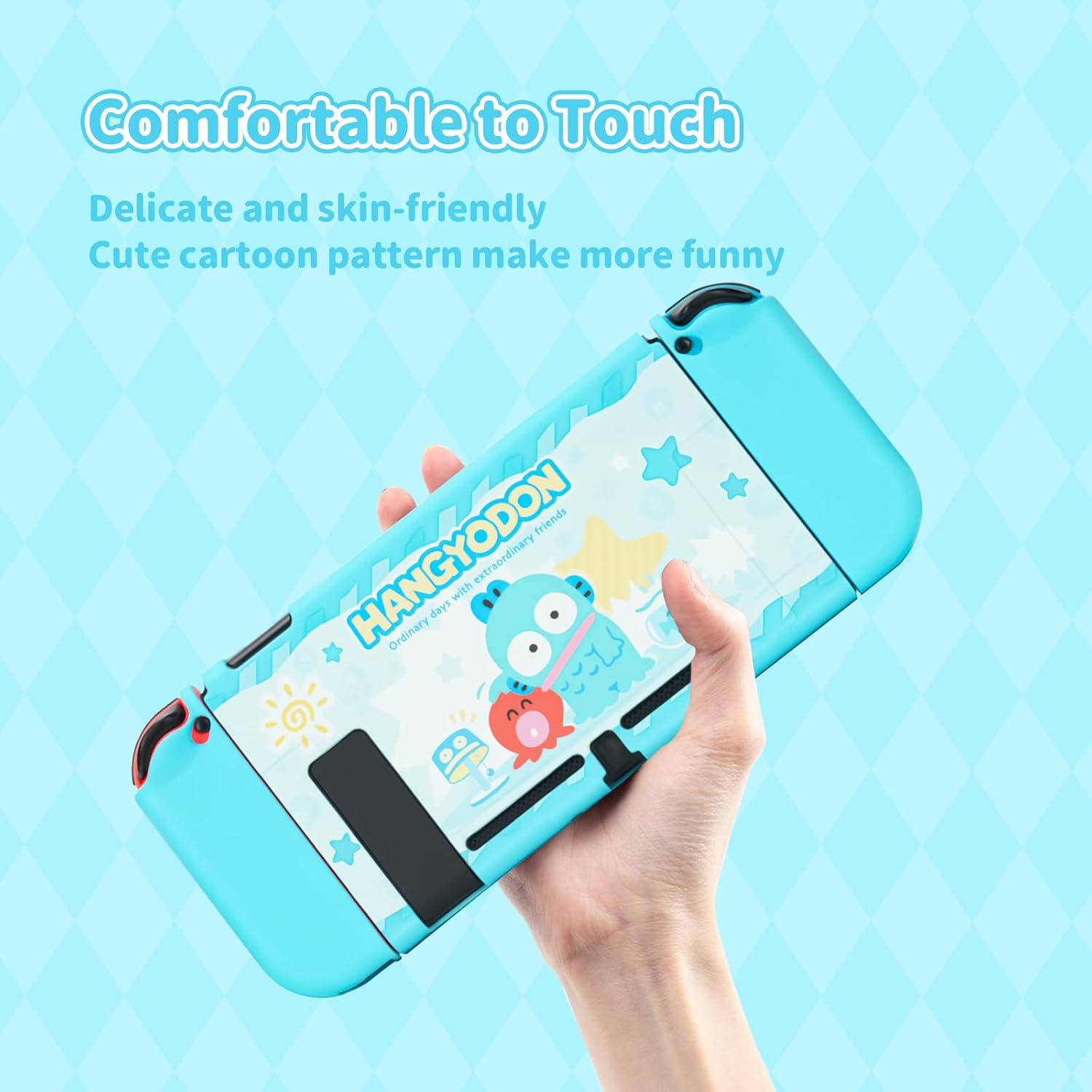 Protective Shell for Regular Switch,Kawaii Cartoon Dockable Case for Regular Switch,Anti-Scratch and Shock-Absorption Design Cover Skin (Blue) image number 4