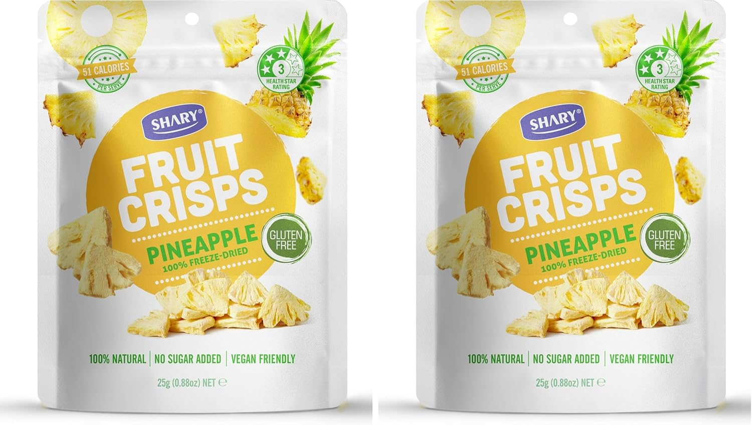 Shary Freeze Dried Pineapple Crisps, 25G &ndash; Healthy Snack, 100% Natural, Vegan, Gluten-Free, No Added Sugar, Crunchy & Delicious