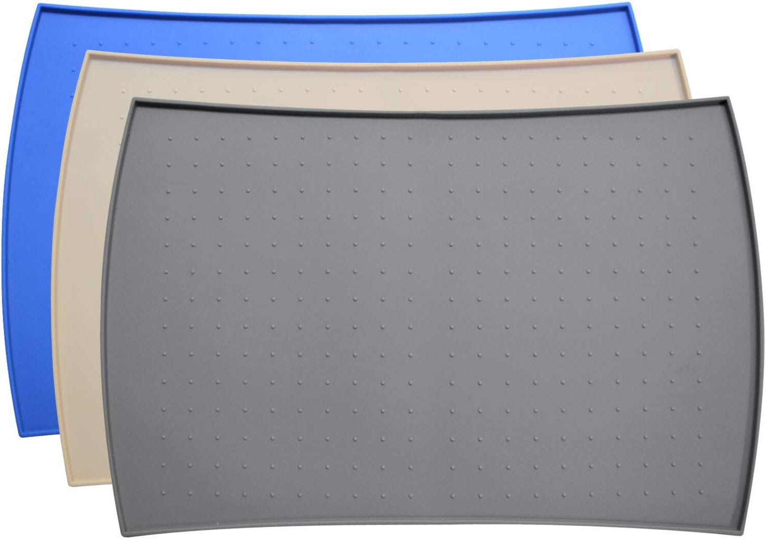 Petfusion Small Waterproof Dog & Cat Food Mat (18X12). FDA Grade Silicone [Superior Hygiene, Non-Toxic, Multiple Sizes] String, Gray