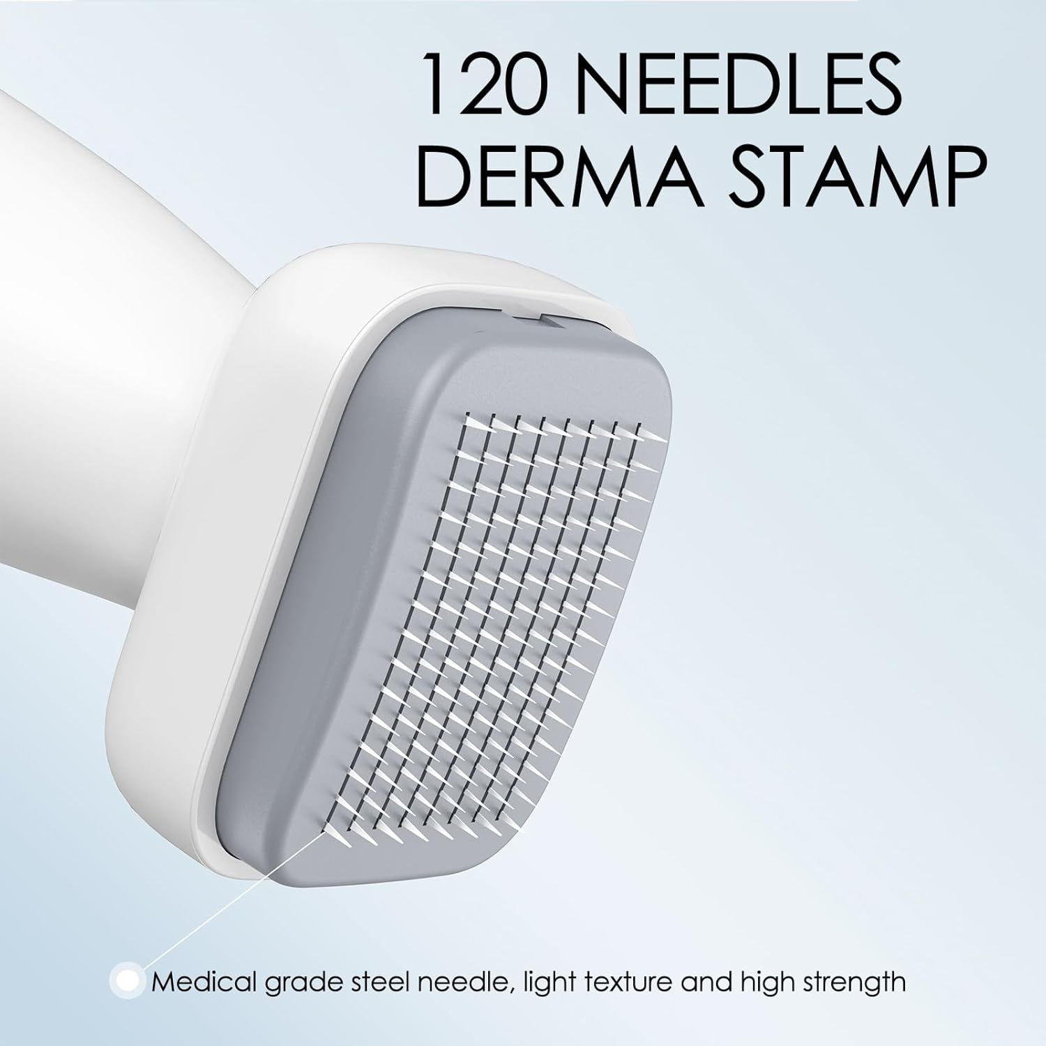 Derma Stamp with 120 Adjustable 2.0Mm Titanium Pins, Derma Stamp for Hair, Beard Growth, Microneedling Pen Micro Needle for Face Skin Rejuvenation, Derma Roller Skin Care Beauty Tool for Women Men