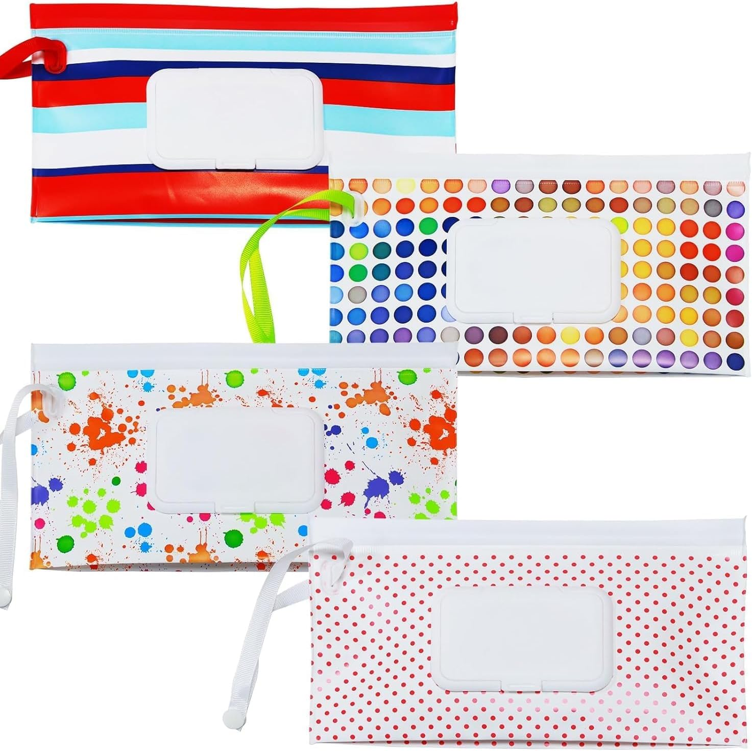 LESHANE Baby Wipe Dispenser, 4 Pack Portable Refillable Wipe Holder, Reusable Lightweight Wipes Container Case Holder for Travel Wet Wipe Pouch, Floral