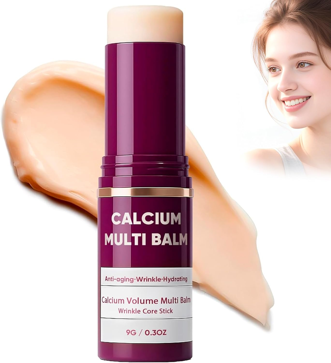 TKTCO Calcium Multi Balm, Calcium Volume Multi Balm, anti Wrinkle Calcium Balm, Korean Collagen Moisturing Stick, Anti-Aging, Hydrating, Almond & Vitamin E for Lip Balm Eye Cream Neck