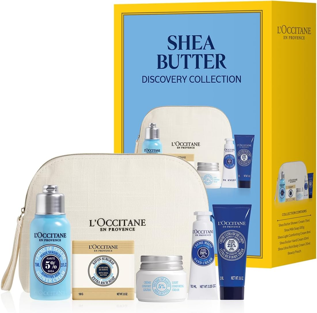 L'Occitane En Provence Shea Butter Discovery Collection Set (Shower Milk 75 Ml + Soap 100 G + Comforting Face Cream 8 Ml + Hand Cream 10 Ml + Body Milk 20 Ml)