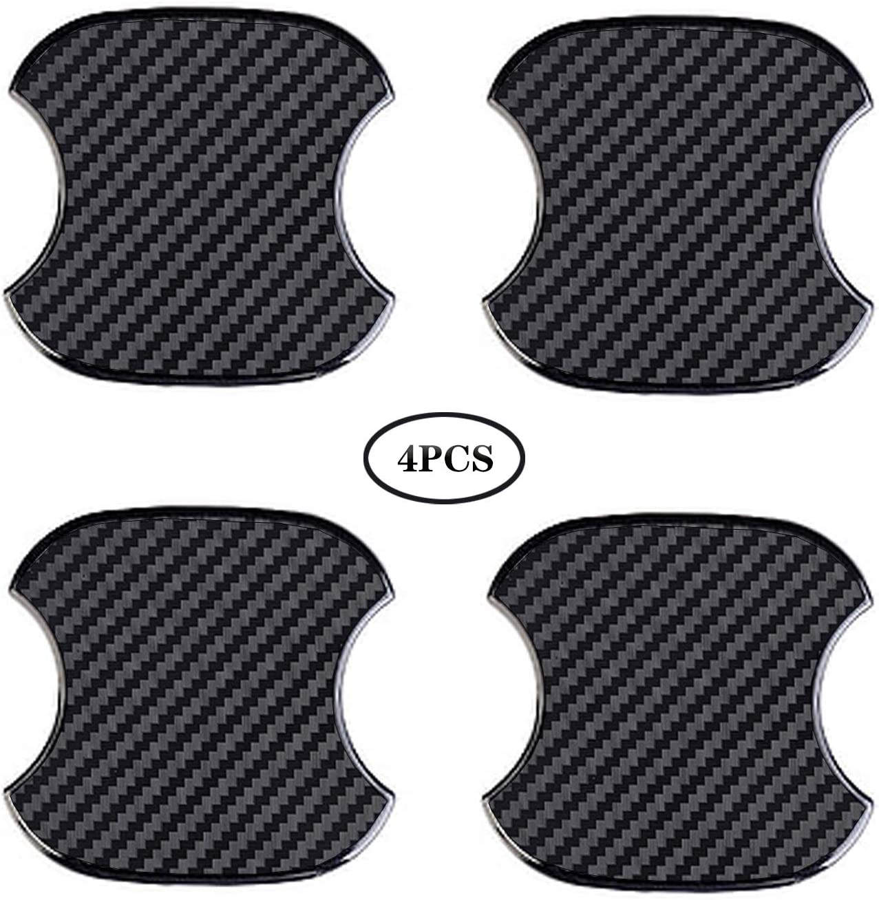 4 Pack TPU Carbon Fiber Door Handle Cup Guards, Black, Large, Modern Style, Easy Install, Durable, Outdoor Use