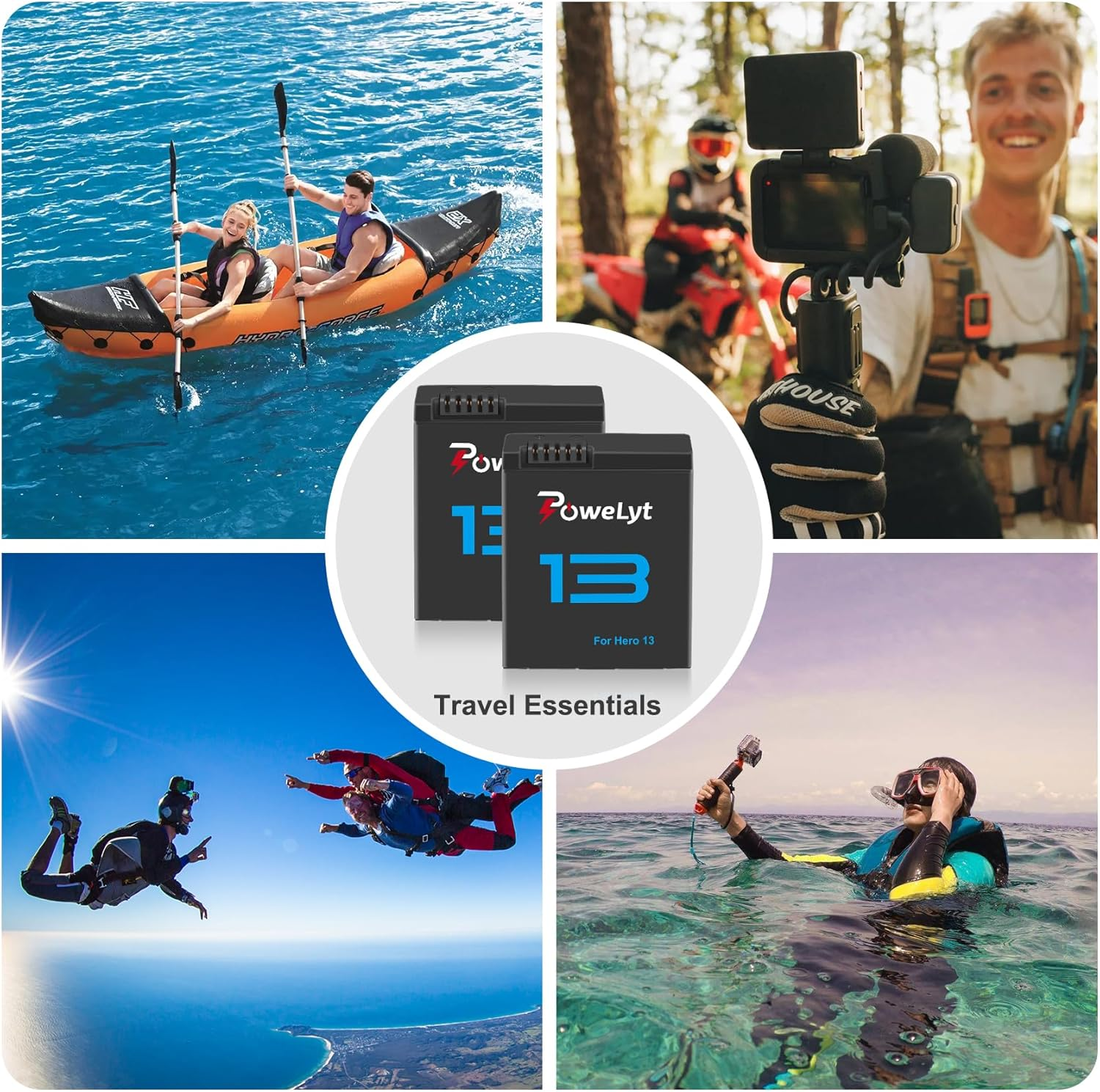 2-Pack Hero 13 Batteries 2100Mah Rechargeable Enduro Battery Supports up to 180 Minutes of Battery Life Fully Compatible with Hero 13 Black image number 4