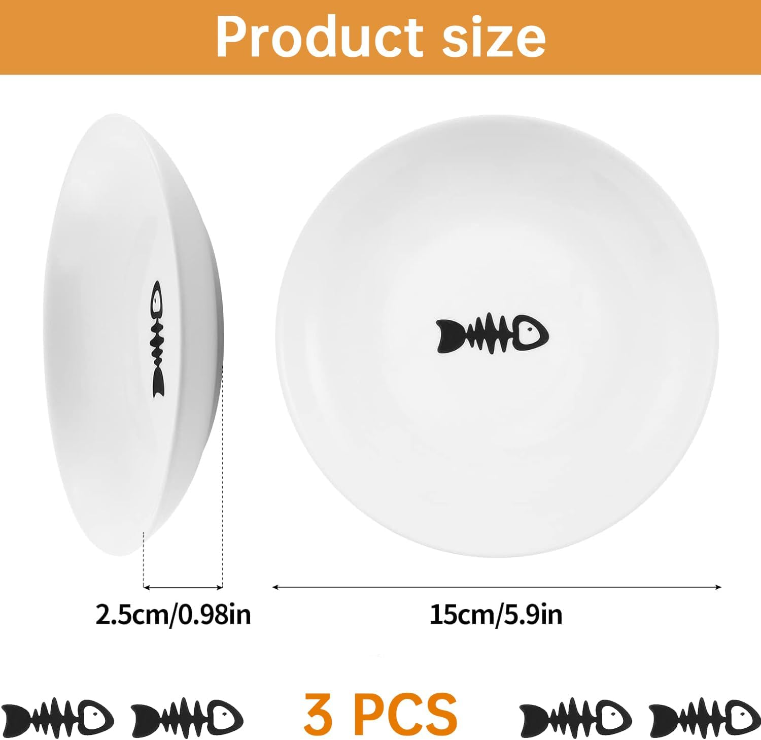 Pack of 3 Cat Feeding Bowls, Cat Flat Bowls, Cat Food Plate, Ceramic Feeding Bowl, Cat Bowls, Ceramic Bowls, Wet Food Bowls, Cat Bowl Ceramic, Flat Wide Food for Cats image number 2