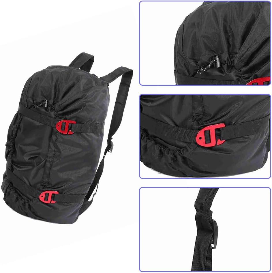 Rock Climbing Rope Bag, Arbor Rope Storage Bag Foldable Backpack with Large Rope Tarp Adjustable Shoulder Straps Waterproof Oxford Large Capacity Ultralight Outdoor Hike Gear Equipment(Black) - オレンジ image number 2
