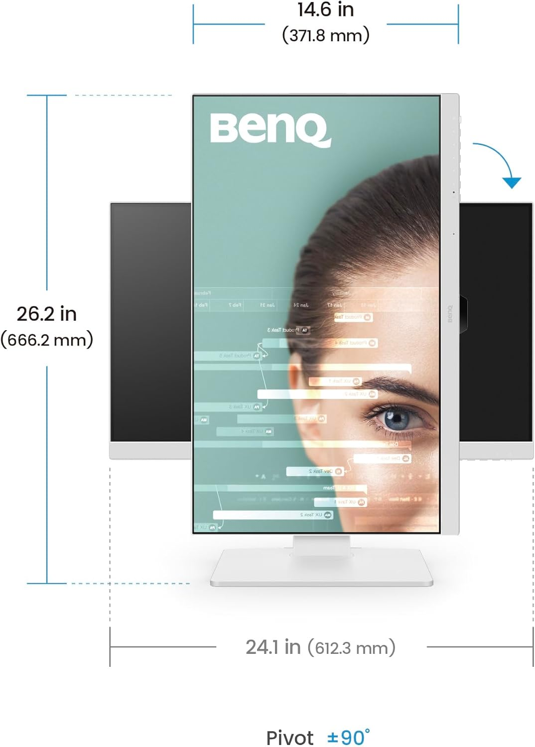 Benq GW2786TC 27" IPS 1080P Home Office Monitor, FHD, USB-C (65W Power Delivery), 100Hz, Eye-Care, Ergo Design, USB Hub, Daisy-Chain, High Refresh Rate, 99% Srgb, HDMI, Display Port, T&Uuml;V Certified image number 4
