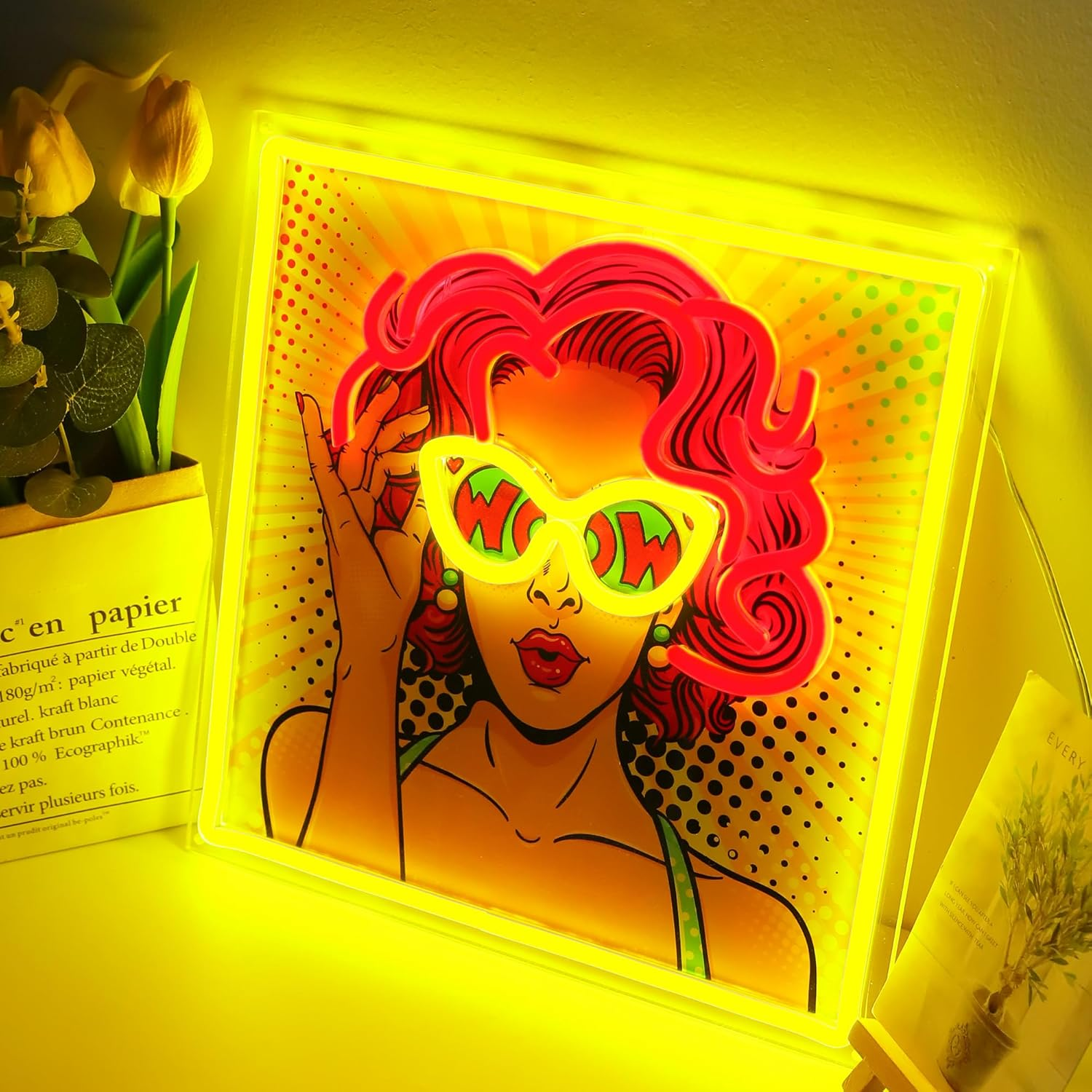 WIOSOUL Neon Sign UV Printed Cool Woman Neon Signs Dimmable USB Powered Neon Light Sign for Pop Art Design Wall Hanging Bar Beauty Salon Home Decor image number 4