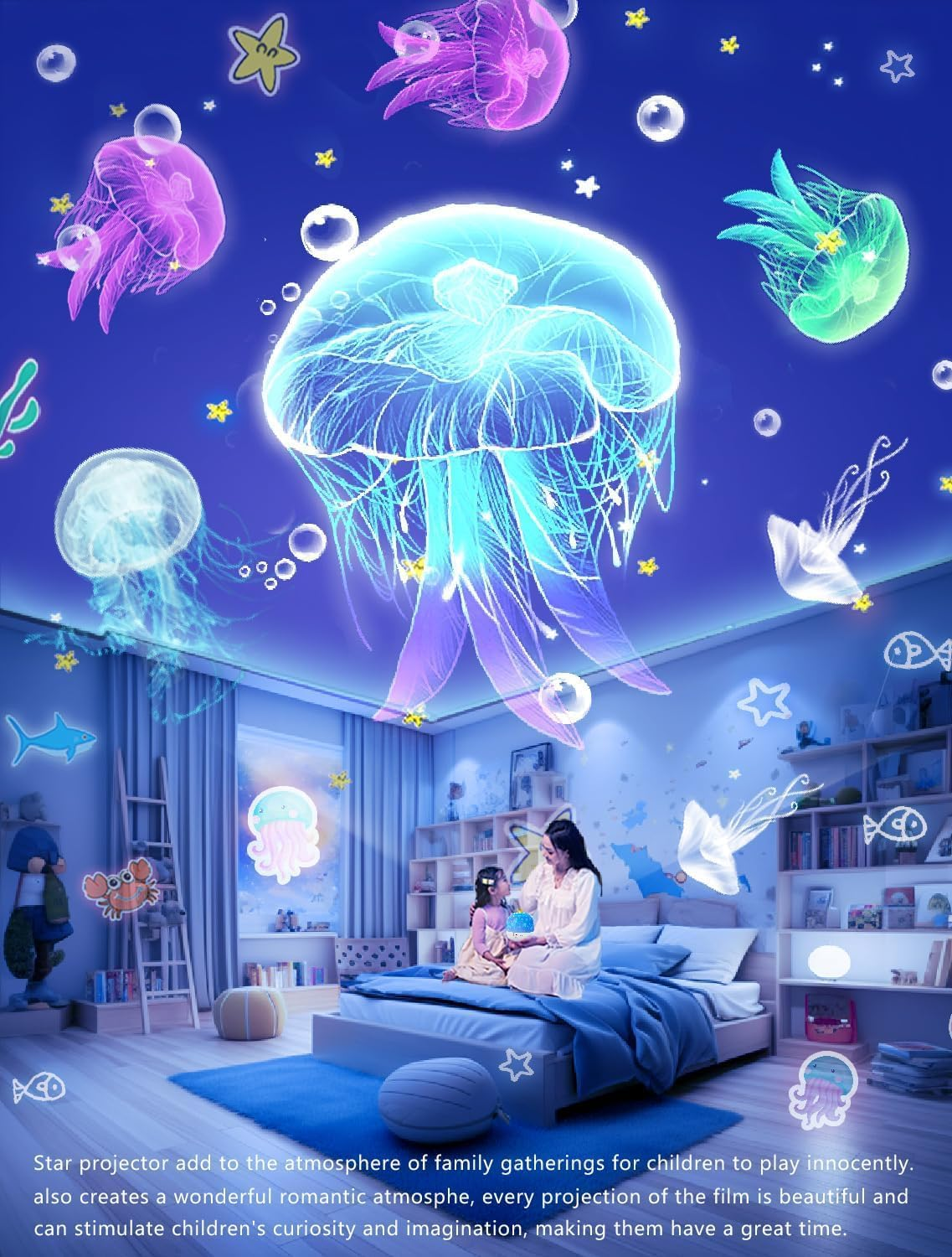 21 Sets of Films, Projector Night Light for Kids Bedroom, Ceiling, Baby Night Light, Star Galaxy Projector for Kids Girls Boys with 360&deg; Rotation Dimmable for Christmas, Nursery, Room Decor image number 2