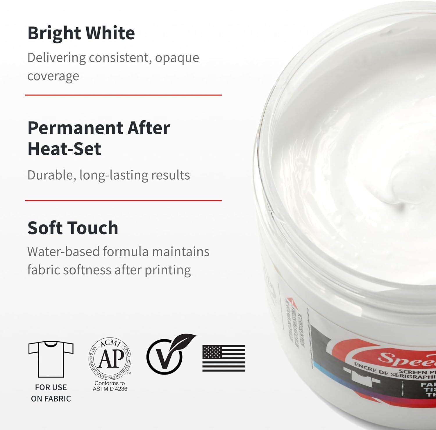 Speedball Fabric Screen Printing Ink 236 Ml, White image number 6
