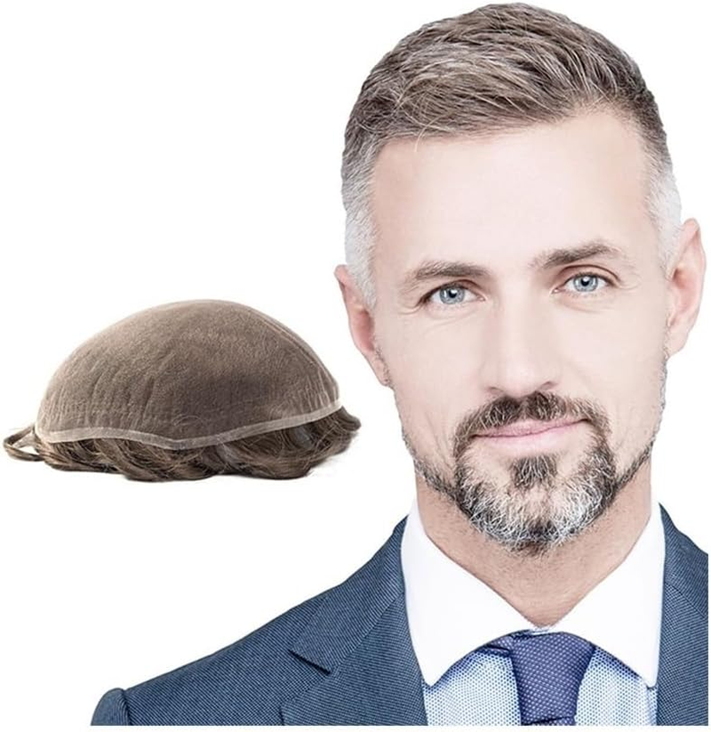 Replacement Men'S Toupee Indian Remy Hair System 8X10Inch Breathable Full Lace Replacement Hairpiece Systems