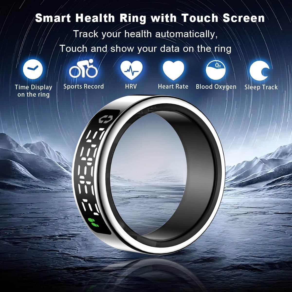 Smart Ring | 2025 New LED All-In-One Health Tracker Ring | Heart Rate, Spo2 (Blood Oxygen), Sleep & Step, Women&rsquo;S Health| Ios Android Fitness Ring | Unisex Design (Silver, #10) image number 4