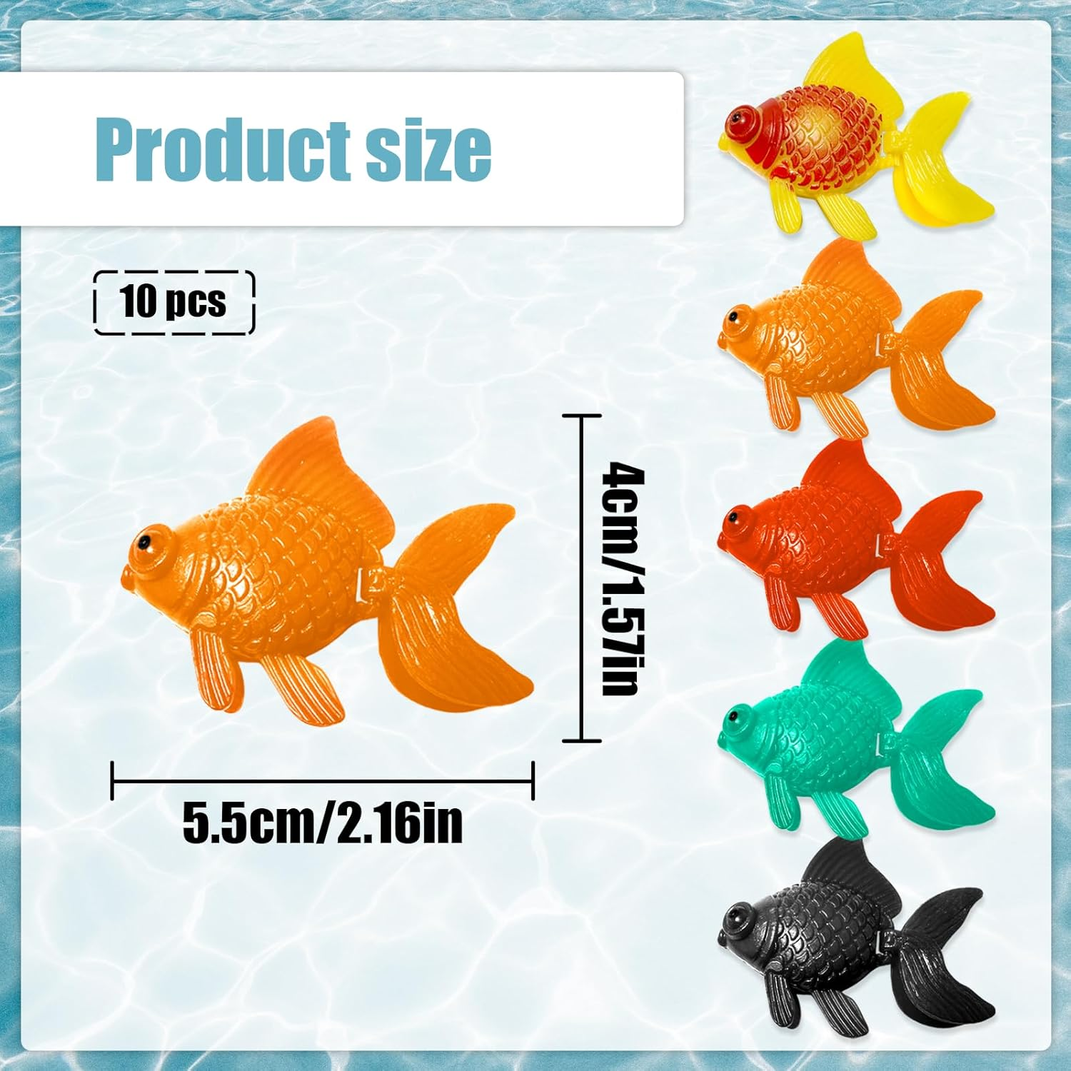 WELANE Fake Floating Fishes, 10 PCS Artificial Goldfish Toys for Fish Tank, Aquarium Decoration (5 Colors) image number 5