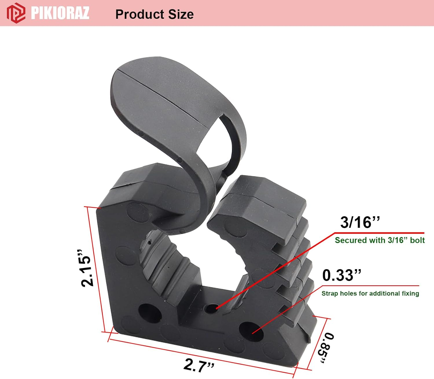 Pikioraz 2PCS Quick-Release Clamp Mount, Rubber Clamp Grip for 1-1/7'' - 1-3/7'' Diameter Tools and Equipment Used on Off-Road Vehicle, UTV, ATV, Van, Trucks, Boat, Train image number 4