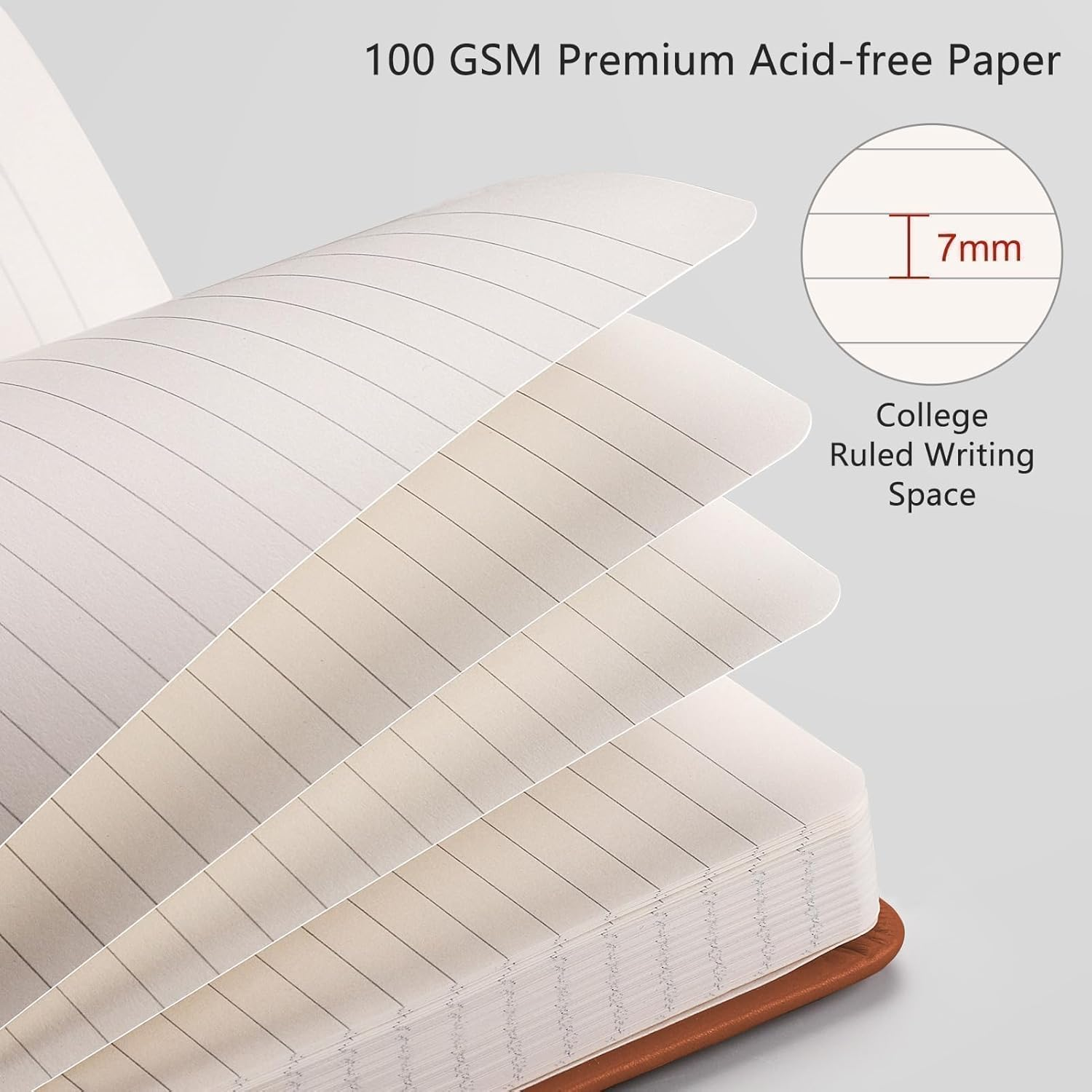 RETTACY College Ruled Notebook A5 - Leather Journal Writing Notebook with 192 Numbered Pages,Hardcover,100Gsm Thick Paper 5.75'' &times; 8.38'' image number 3