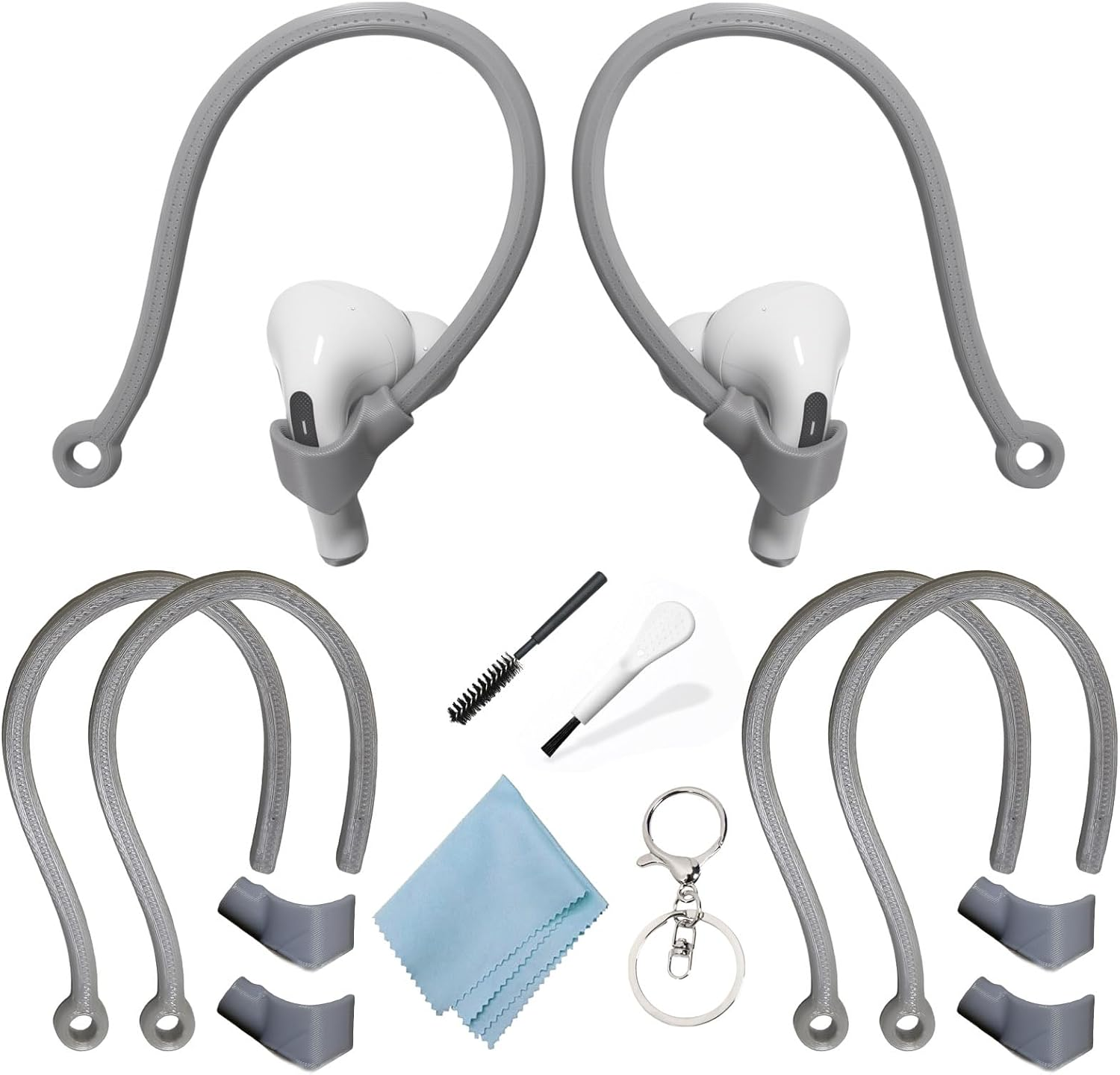 Adjustable Ear Hooks Compatible with Airpods 4, 3, 1, 2 and Pro & All In-Ear Headphones with Stems - 2 Pairs Secure & Comfortable Prevent Falls Ear Holders for Headphones - Easy to Install (White)