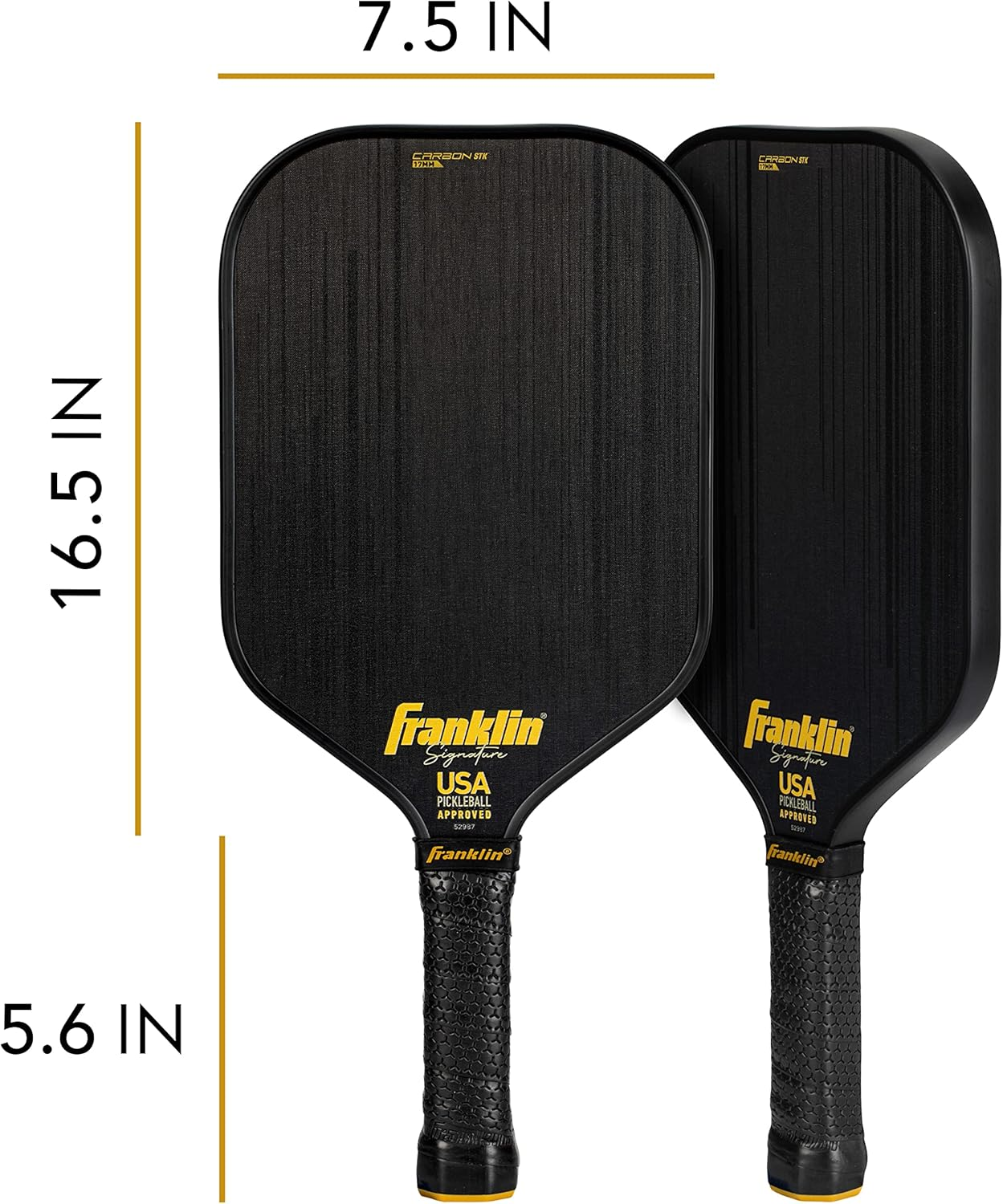 Franklin Sports Pro Pickleball Paddles-Signature Series STK Carbon Fiber-Pickleball USAPA Approved-Polypropylene Core image number 4