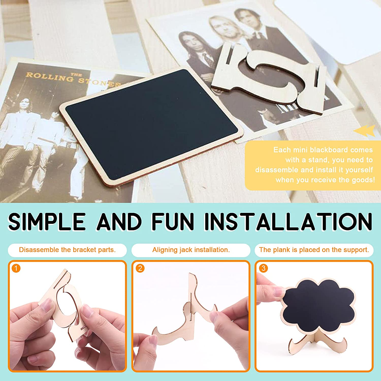 30 Pcs Mini Chalkboards with 5 Colors Chalk Marker, Blackboard with Wooden Frame, Message Board, Place Cards for Table Numbers, Food and Christmas Decoration image number 5