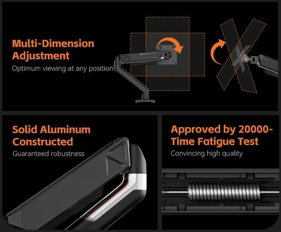 Humanmotion T6-1D Mecha Single Monitor Arm | for 17-32 Inch image number 1
